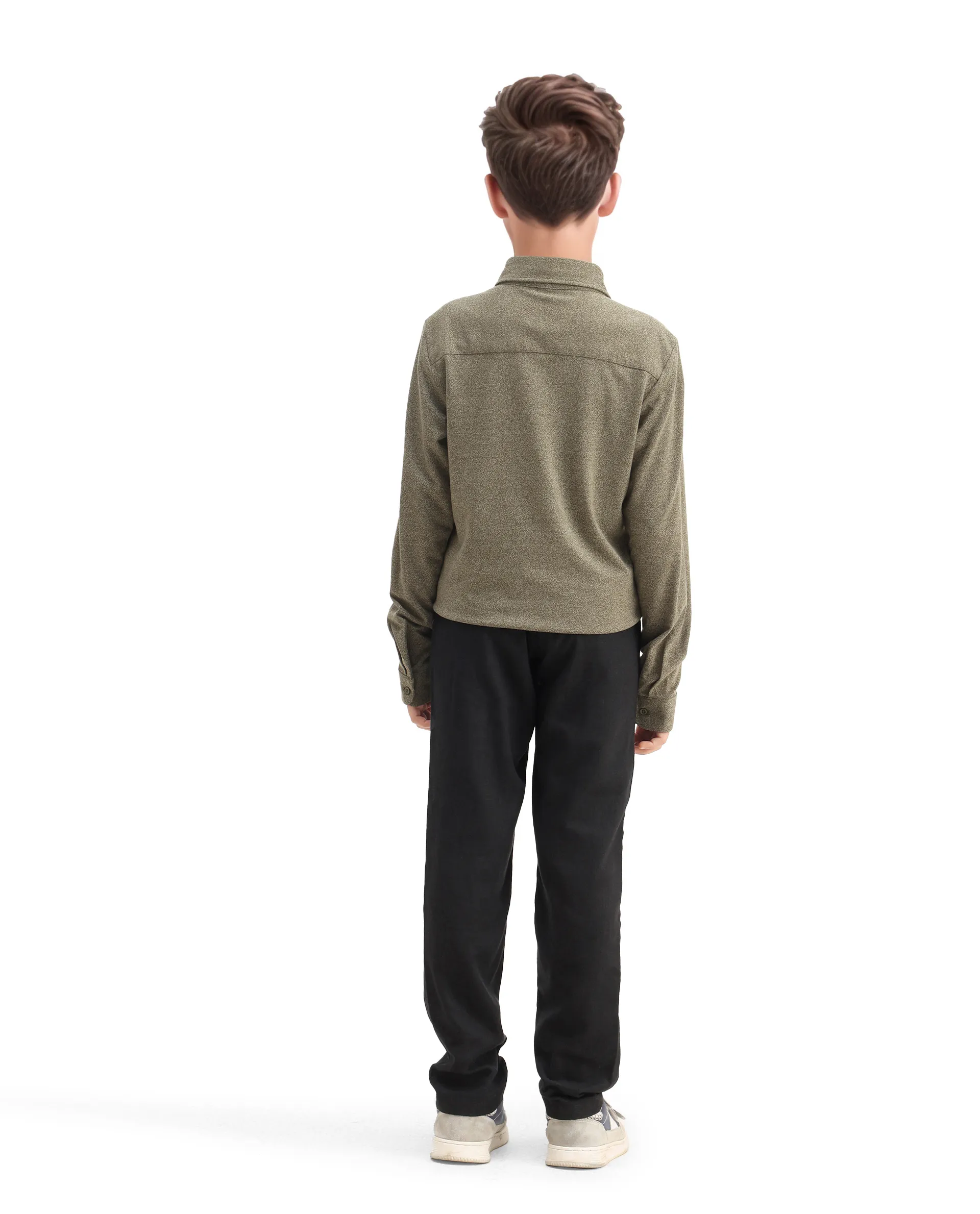 Rare Ones Kids Jomok-B Black Linen Blend Plain Button Closure Regular Fit Trouser - Image 8