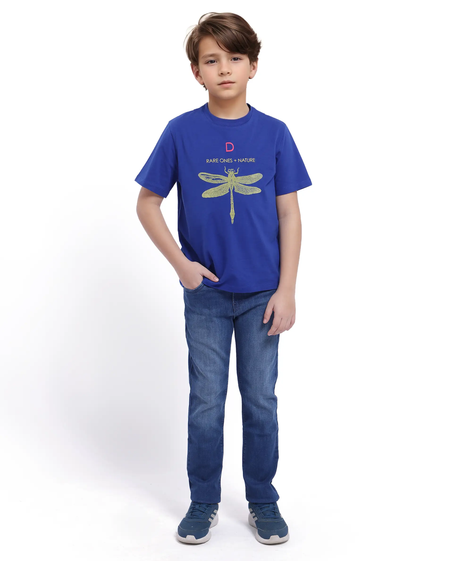 Rare Ones Kids Jos Blue Cotton Blend Short Sleeve Regular Fit Hd Placement Print T-Shirt - Image 4