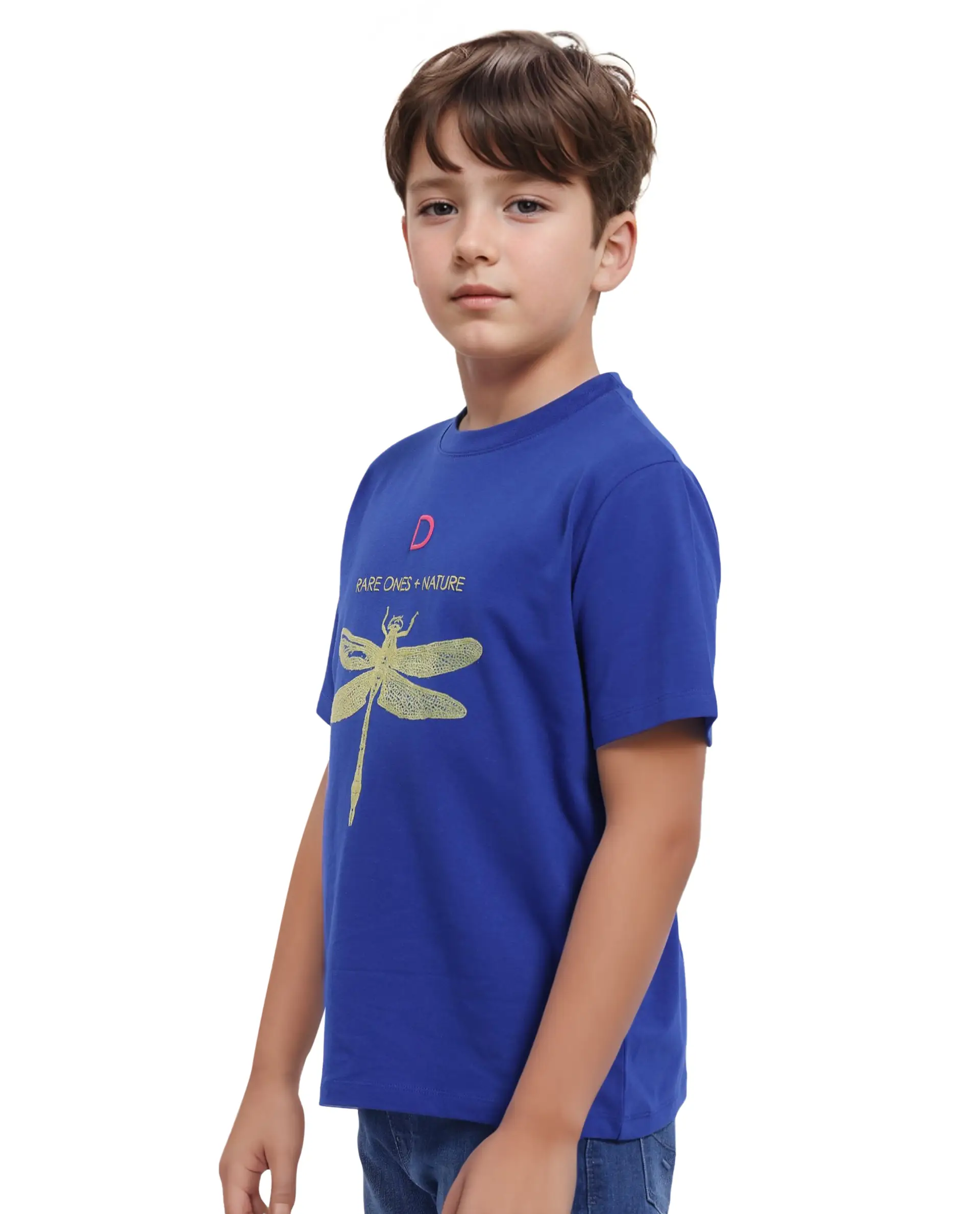 Rare Ones Kids Jos Blue Cotton Blend Short Sleeve Regular Fit Hd Placement Print T-Shirt - Image 6
