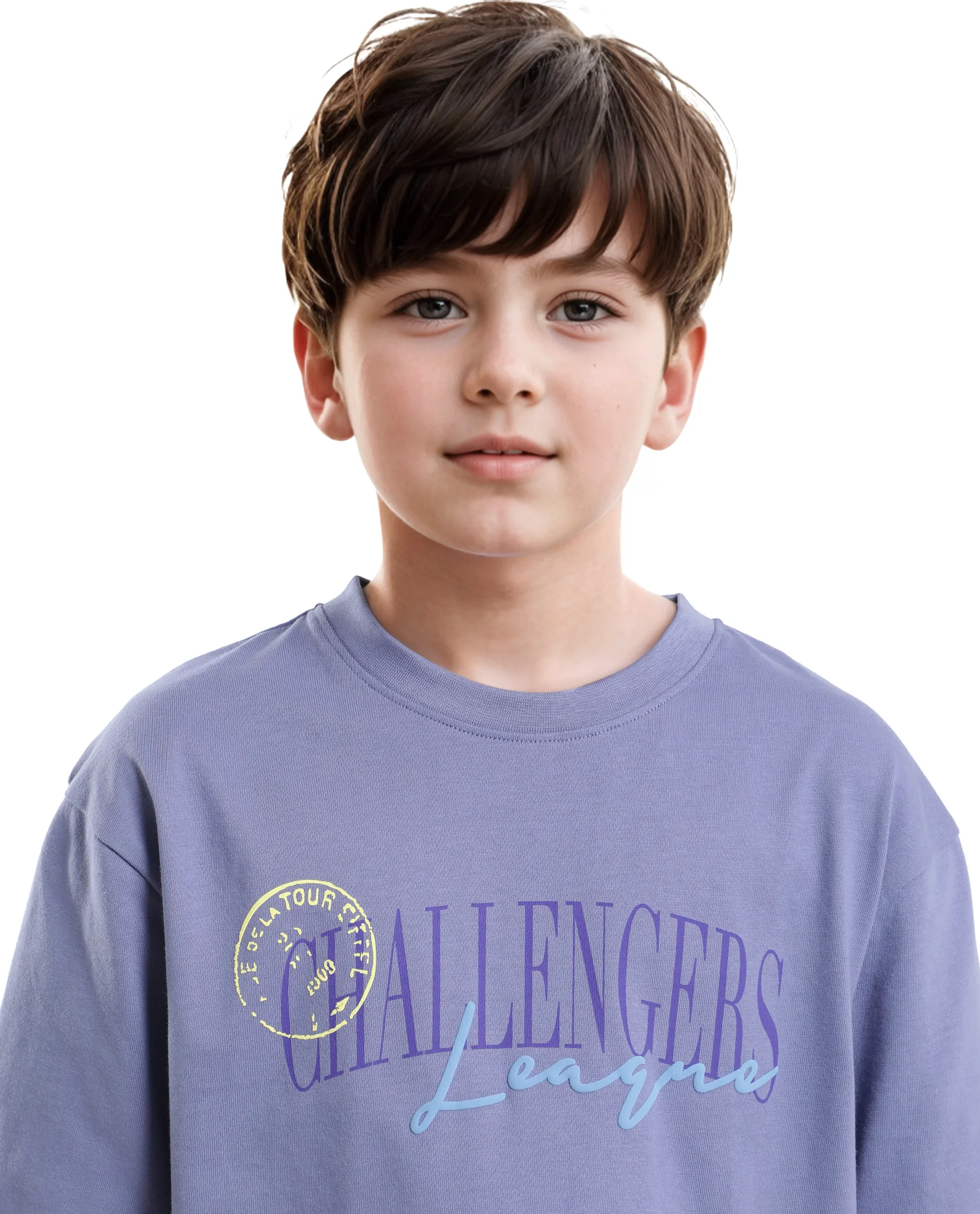Rare Ones Kids Josh Light Purple Cotton Solid Slip-On Oversized Fit T-Shirt - Image 3