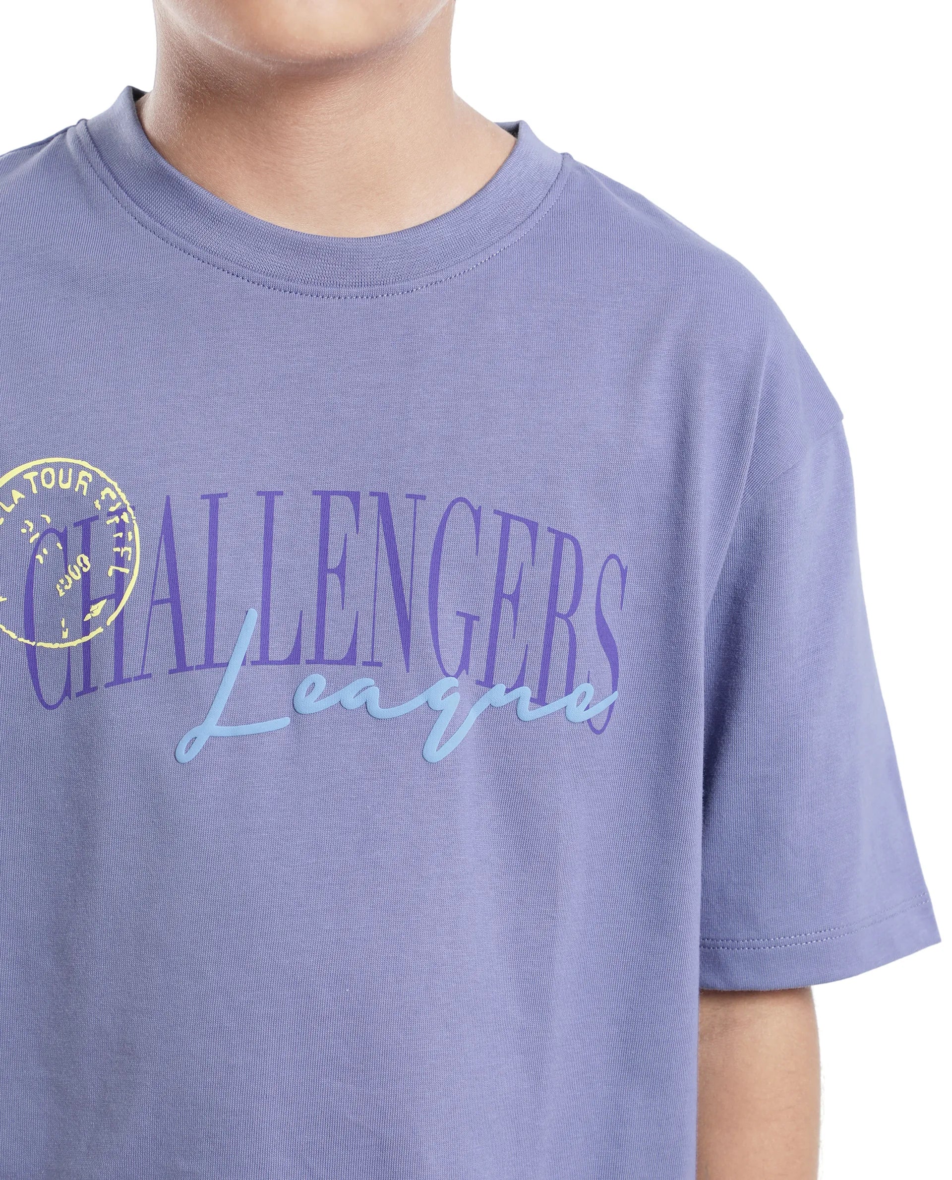 Rare Ones Kids Josh Light Purple Cotton Solid Slip-On Oversized Fit T-Shirt - Image 4