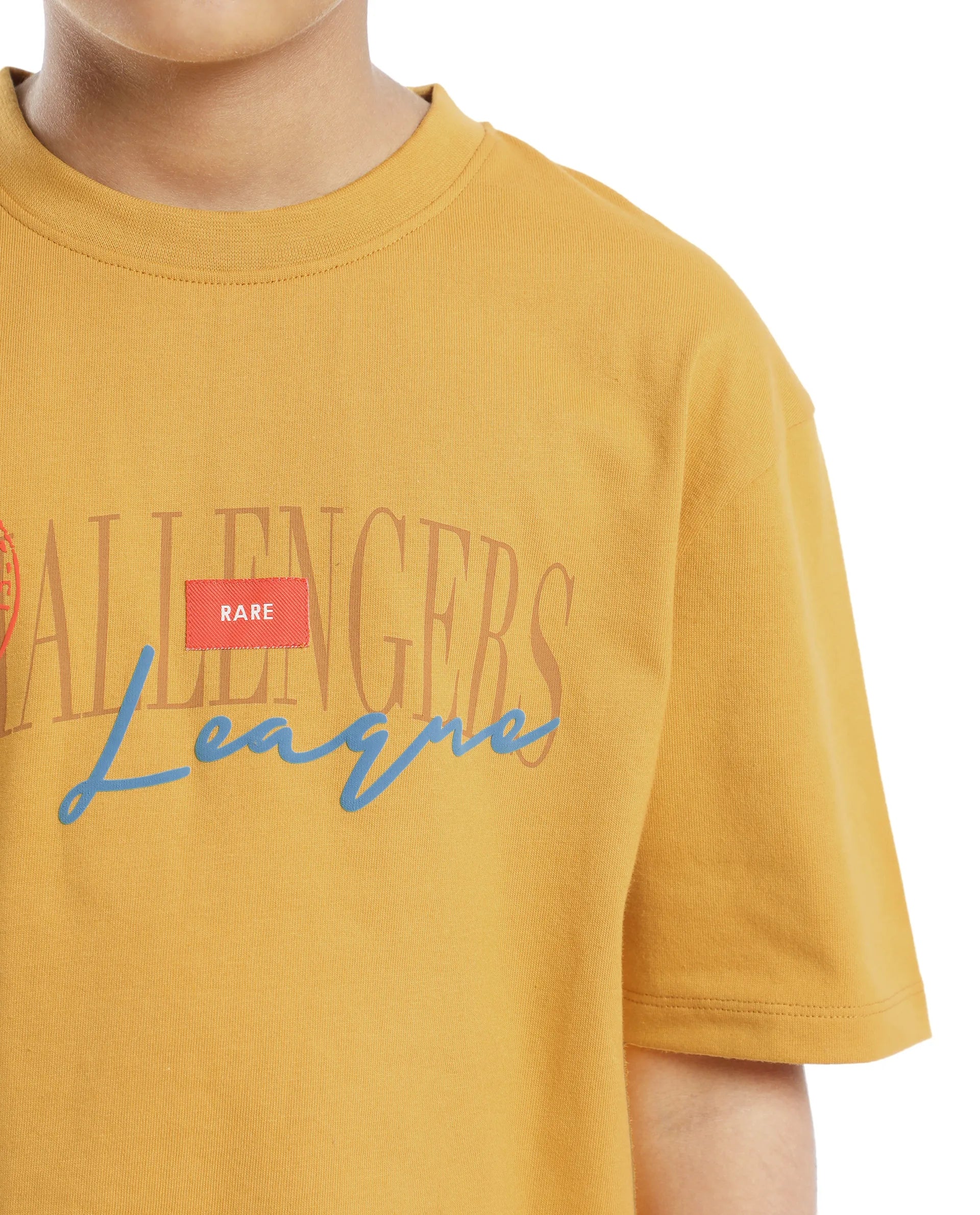 Rare Ones Kids Josh Yellow Cotton Solid Slip-On Oversized Fit T-Shirt - Image 3