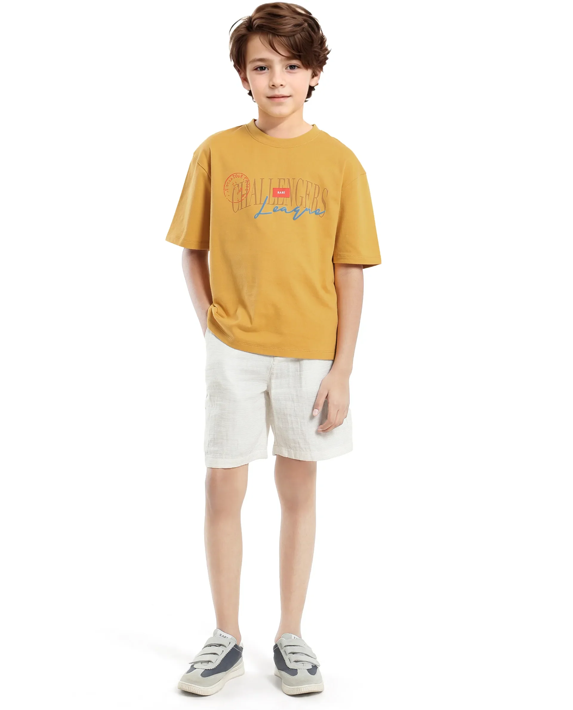 Rare Ones Kids Josh Yellow Cotton Solid Slip-On Oversized Fit T-Shirt - Image 6