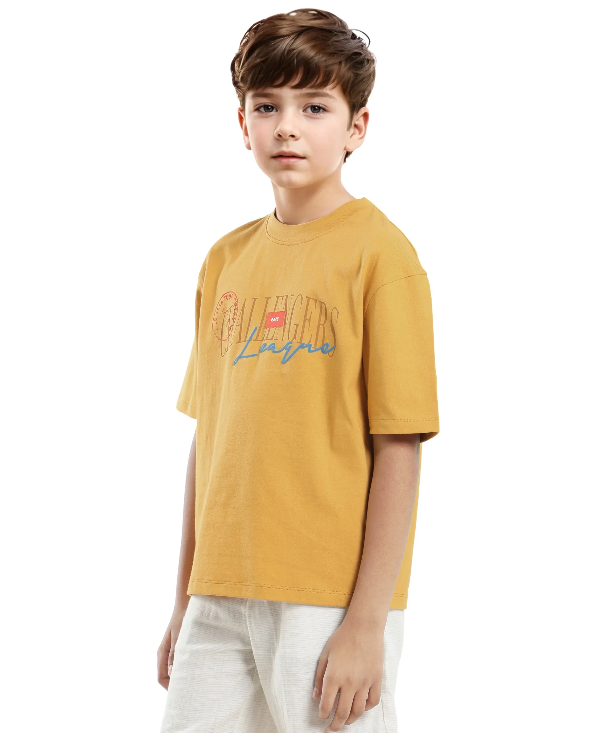 Rare Ones Kids Josh Yellow Cotton Solid Slip-On Oversized Fit T-Shirt - Image 8