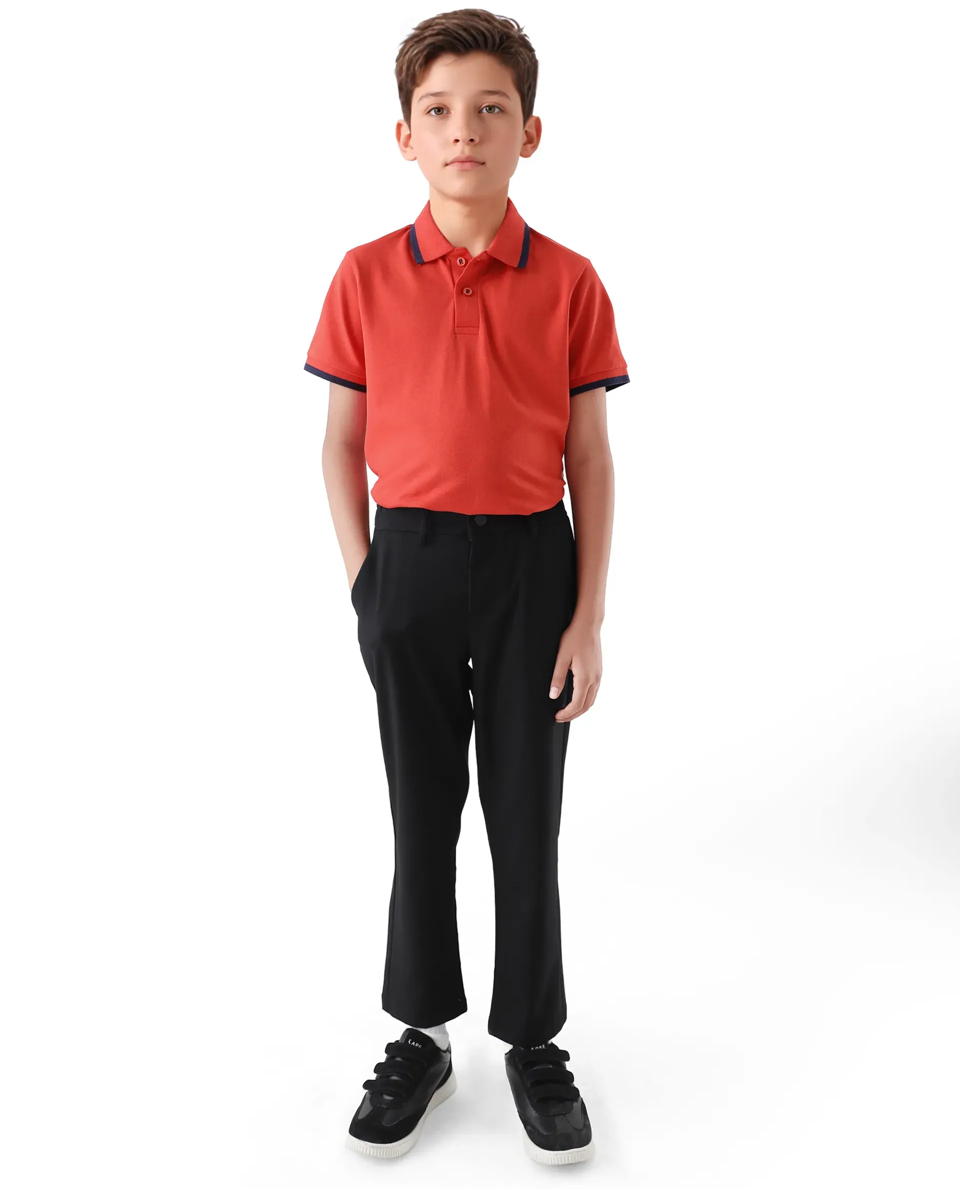 Rare Ones Kids Juno Red Cotton Blend Half Sleeve Printed Regular Fit Polo - Image 2