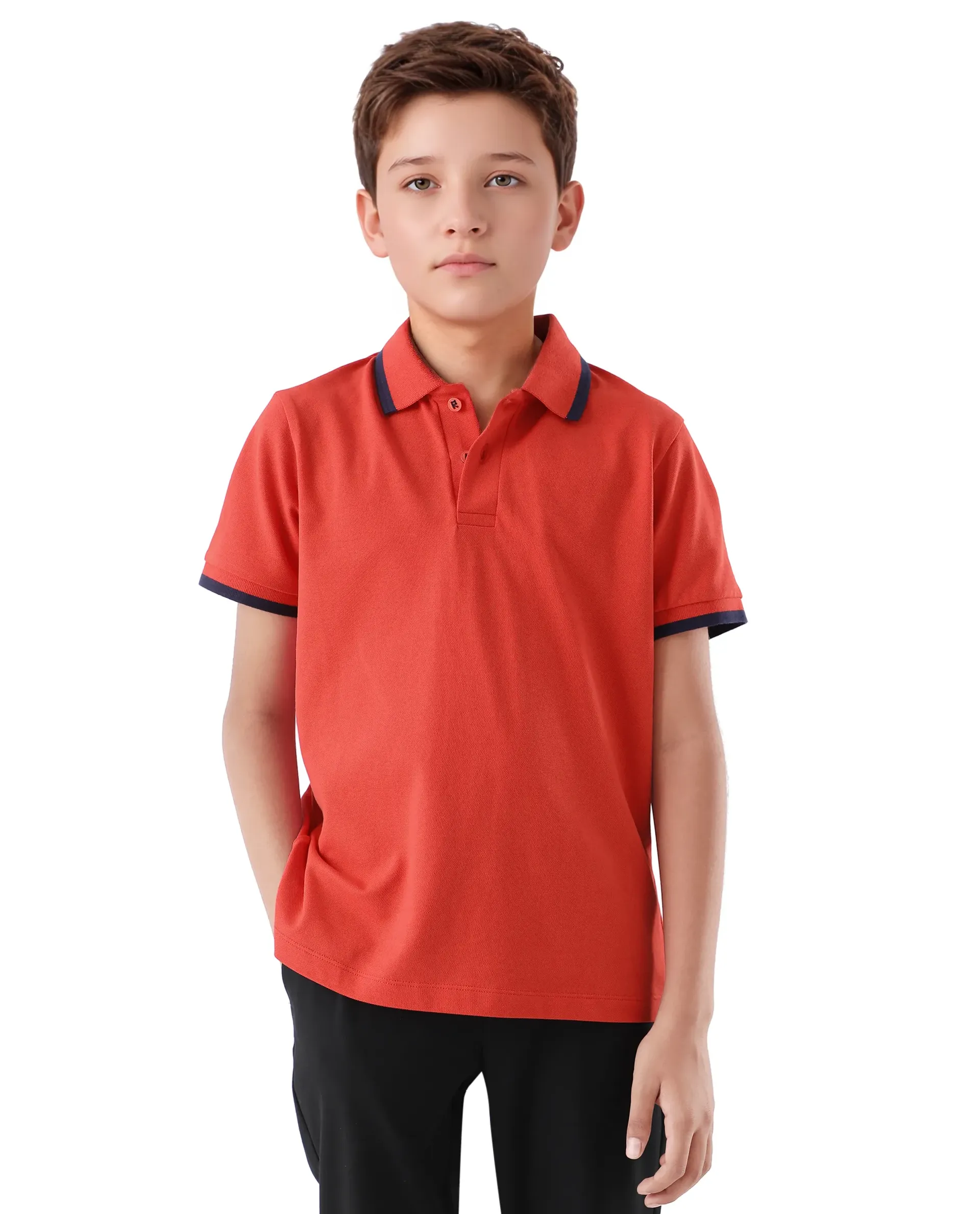 Rare Ones Kids Juno Red Cotton Blend Half Sleeve Printed Regular Fit Polo - Image 3
