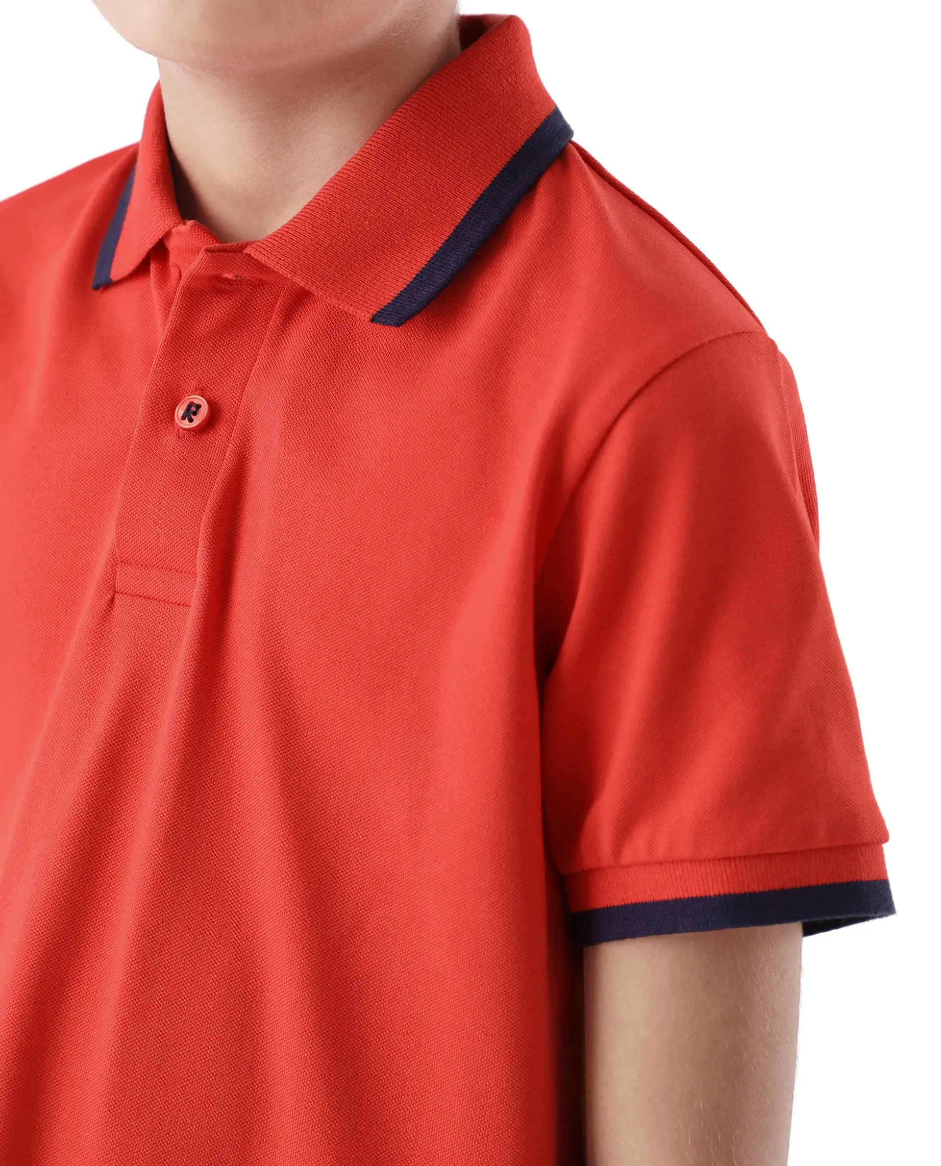 Rare Ones Kids Juno Red Cotton Blend Half Sleeve Printed Regular Fit Polo - Image 5