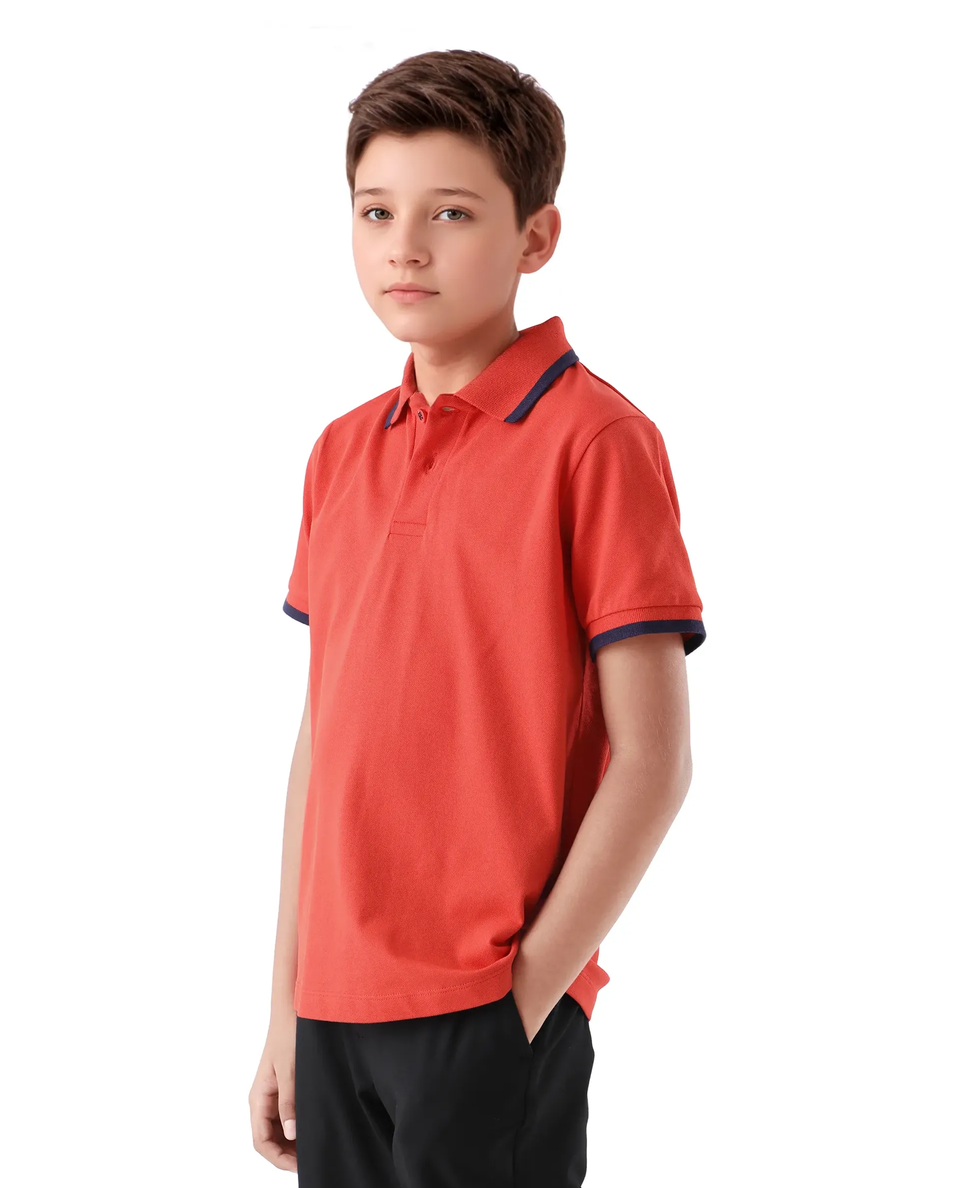 Rare Ones Kids Juno Red Cotton Blend Half Sleeve Printed Regular Fit Polo - Image 6