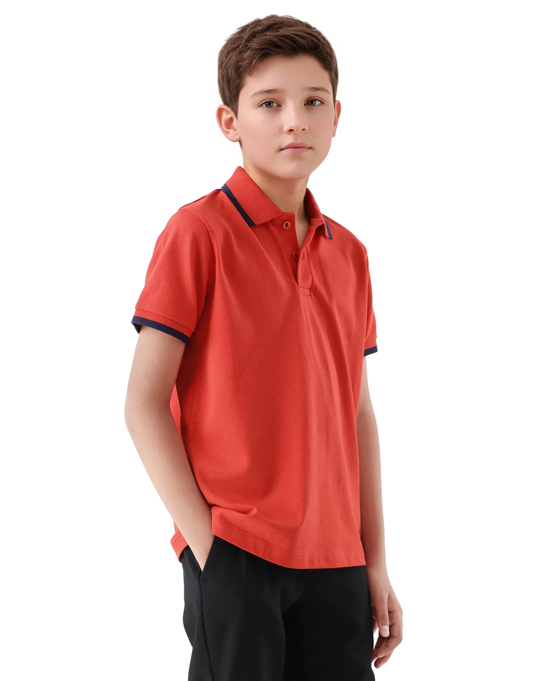 Rare Ones Kids Juno Red Cotton Blend Half Sleeve Printed Regular Fit Polo - Image 7