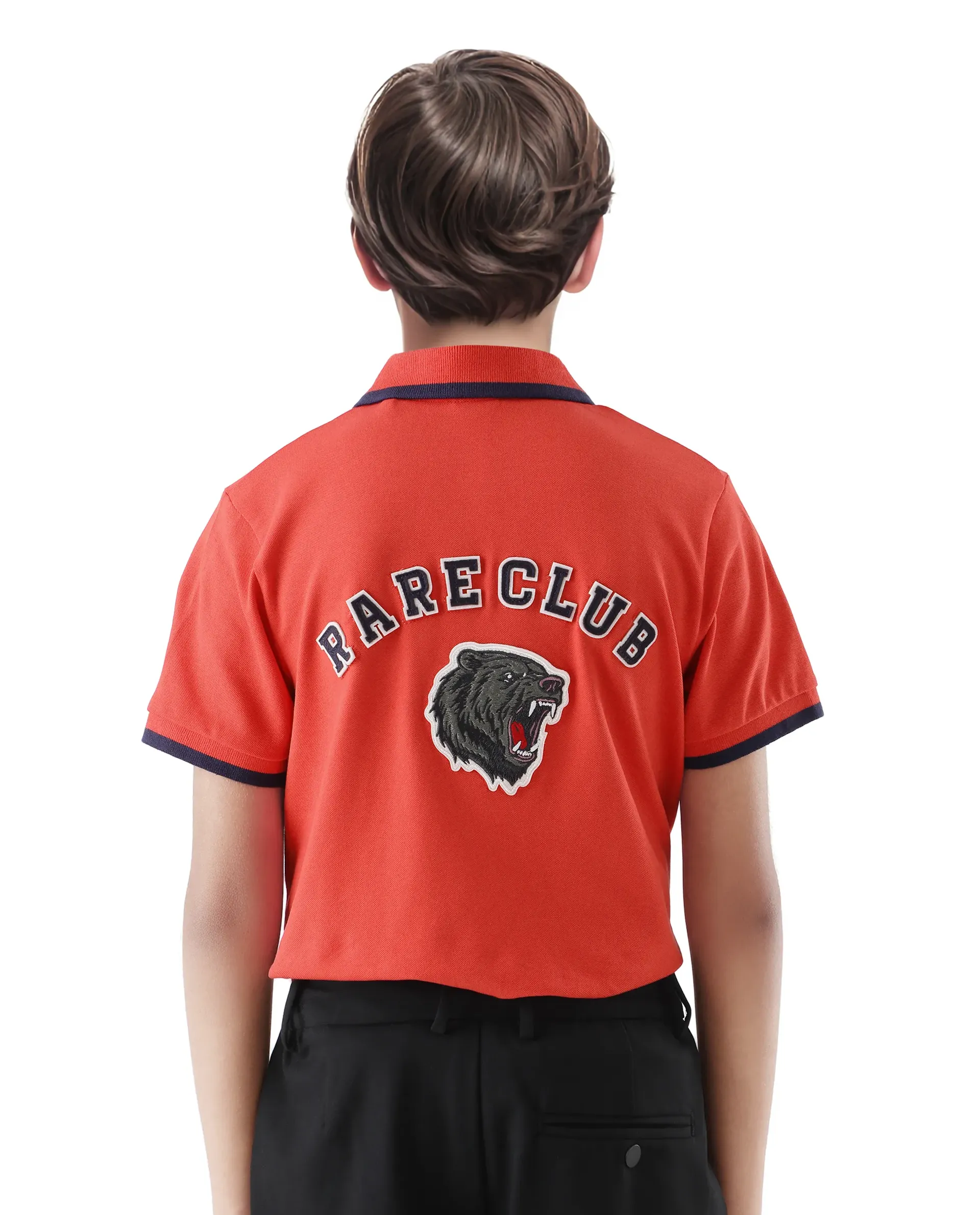 Rare Ones Kids Juno Red Cotton Blend Half Sleeve Printed Regular Fit Polo - Image 8