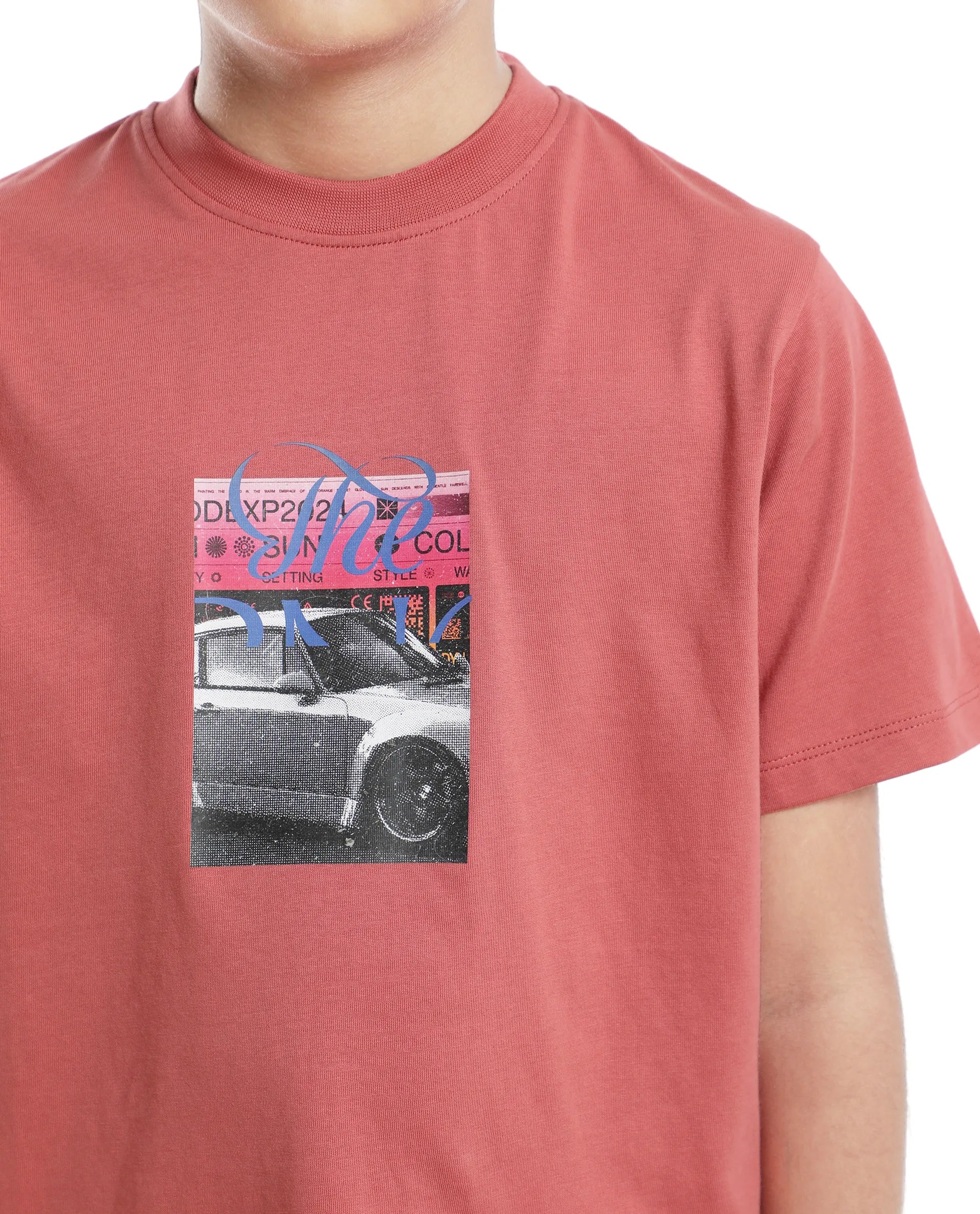 Rare Ones Kids Just-K Light Red Cotton Solid Slip-On Regular Fit T-Shirt - Image 4