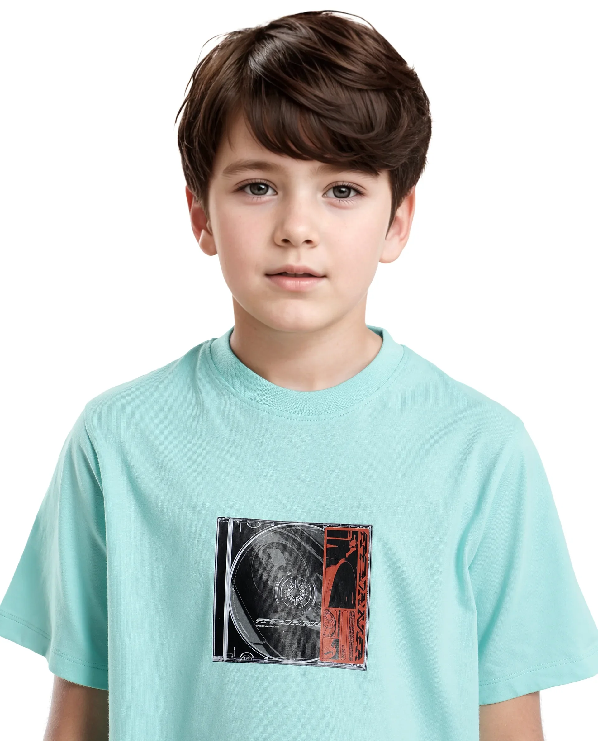 Rare Ones Kids Justr-K Pastel Turq Cotton Graphic Printed Slip-On Regular Fit T-Shirt - Image 3