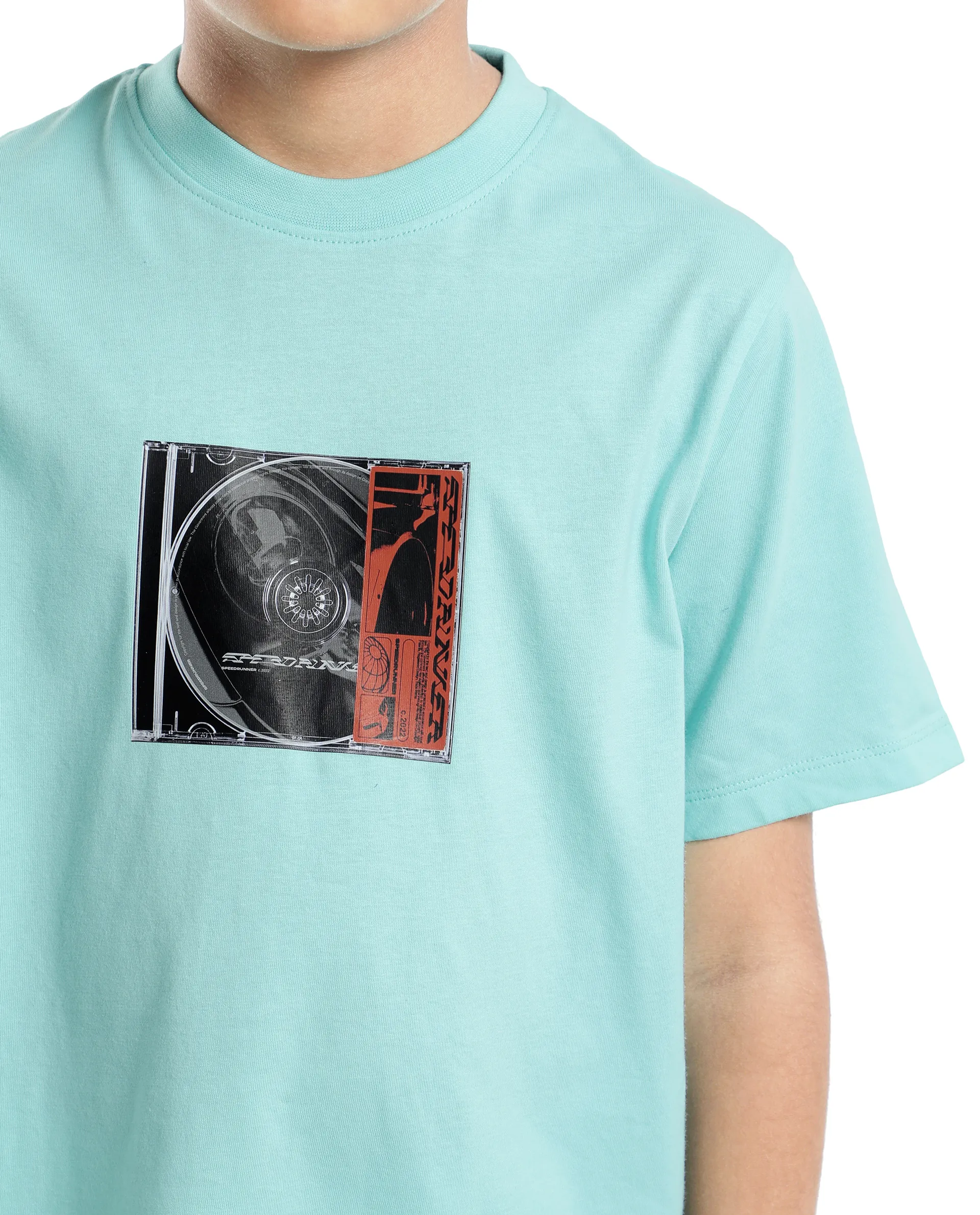 Rare Ones Kids Justr-K Pastel Turq Cotton Graphic Printed Slip-On Regular Fit T-Shirt - Image 4