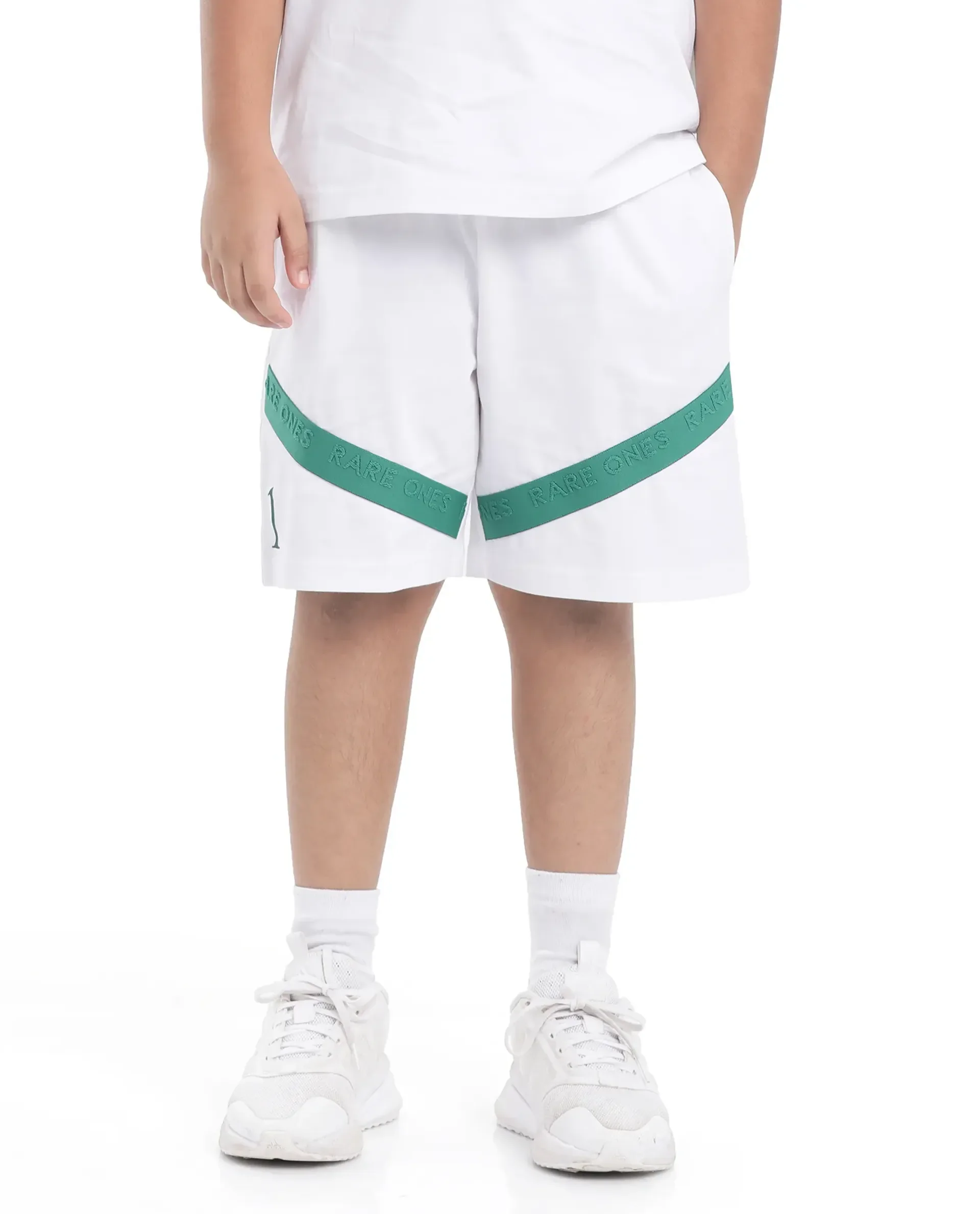 Rare Ones Kids Kam White Cotton Pigment Print Shorts - Image 2