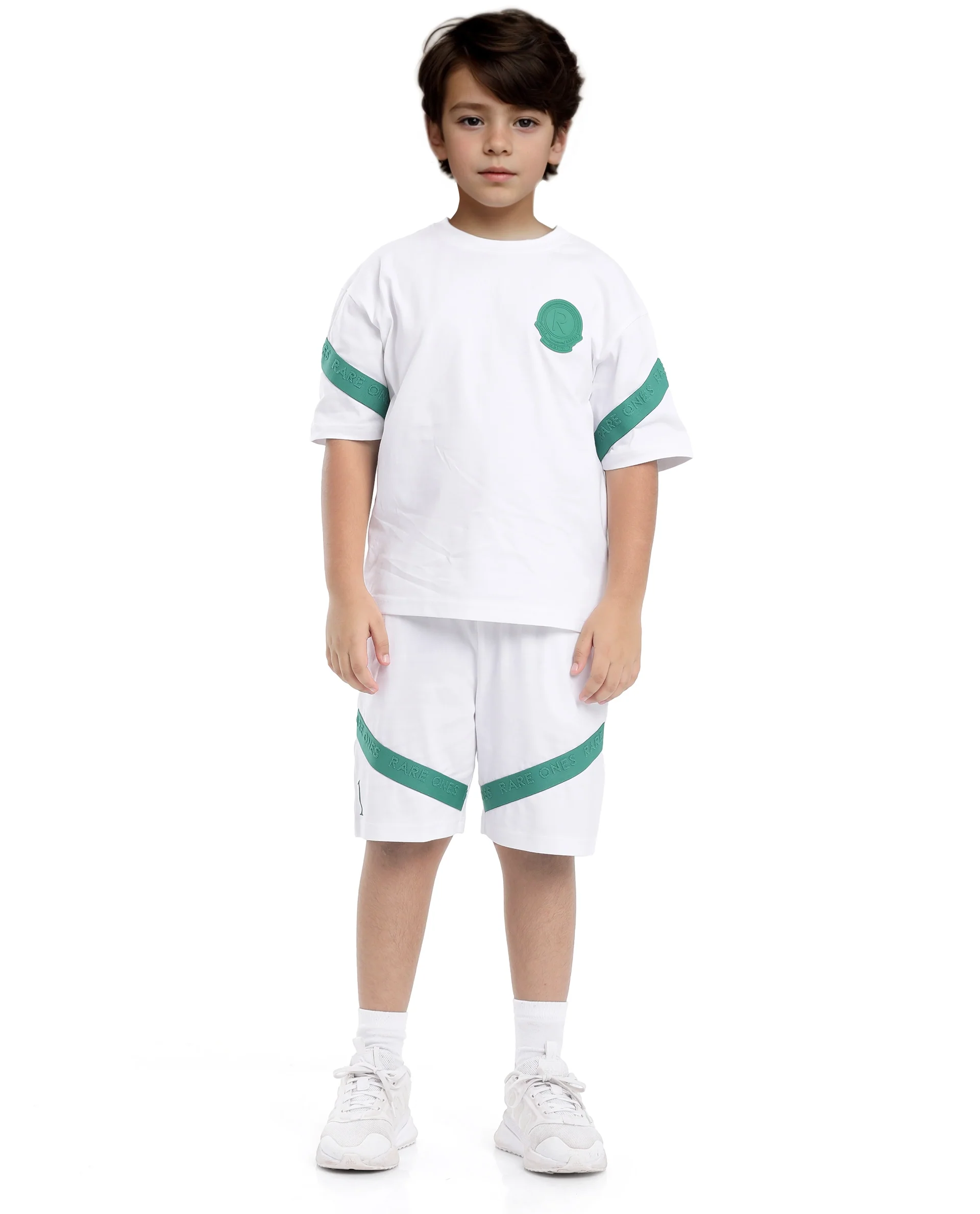Rare Ones Kids Kam White Cotton Pigment Print Shorts - Image 4