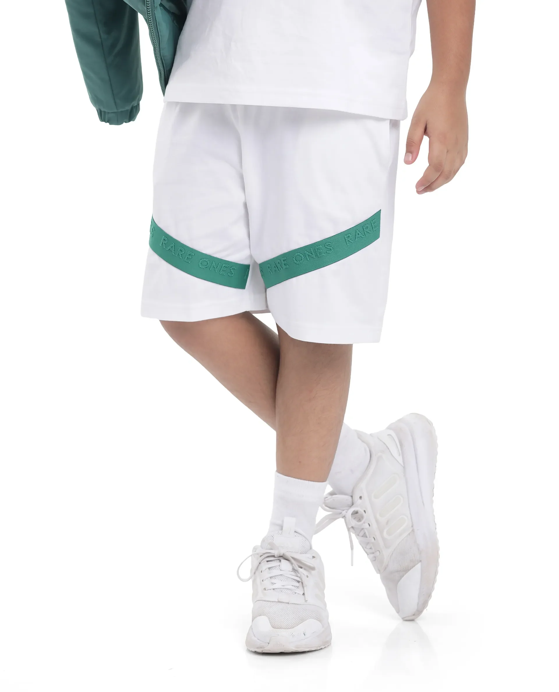 Rare Ones Kids Kam White Cotton Pigment Print Shorts - Image 5