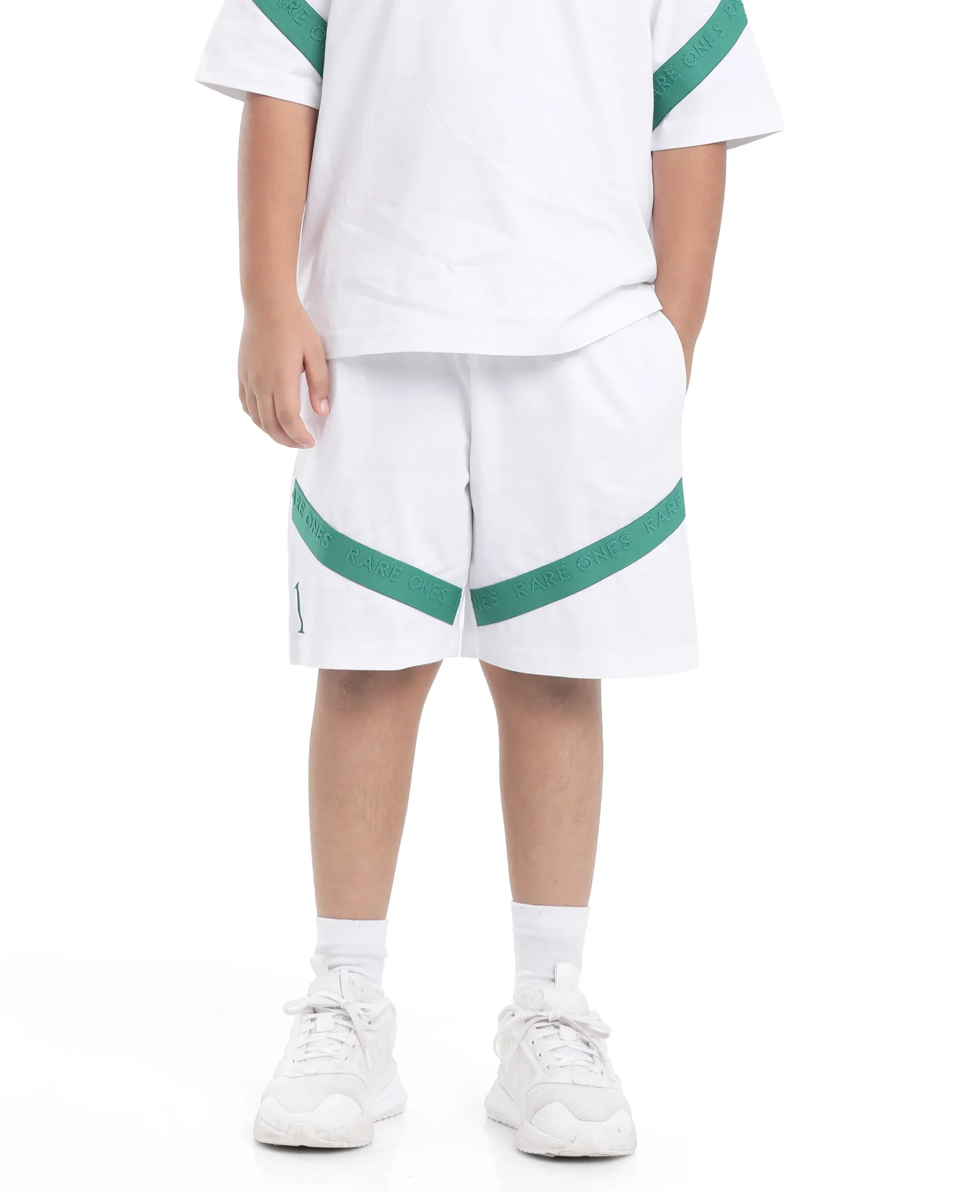 Rare Ones Kids Kam White Cotton Pigment Print Shorts - Image 9