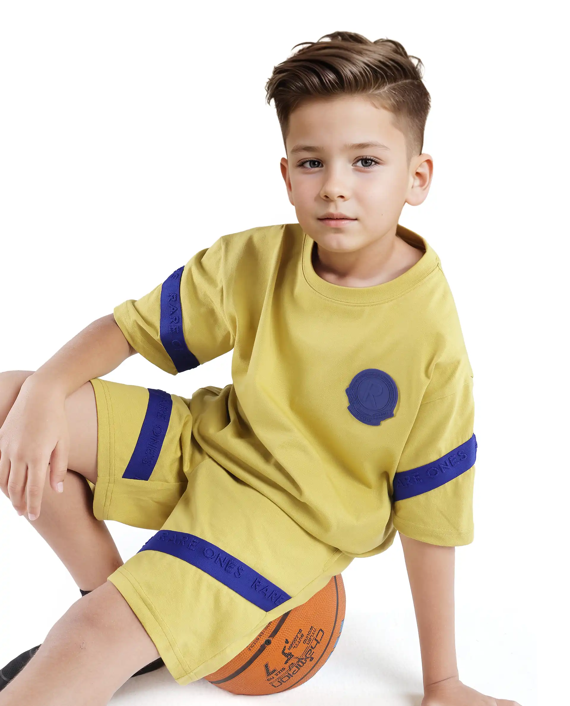Rare Ones Kids Kam Yellow Cotton Pigment Print Shorts - Image 2