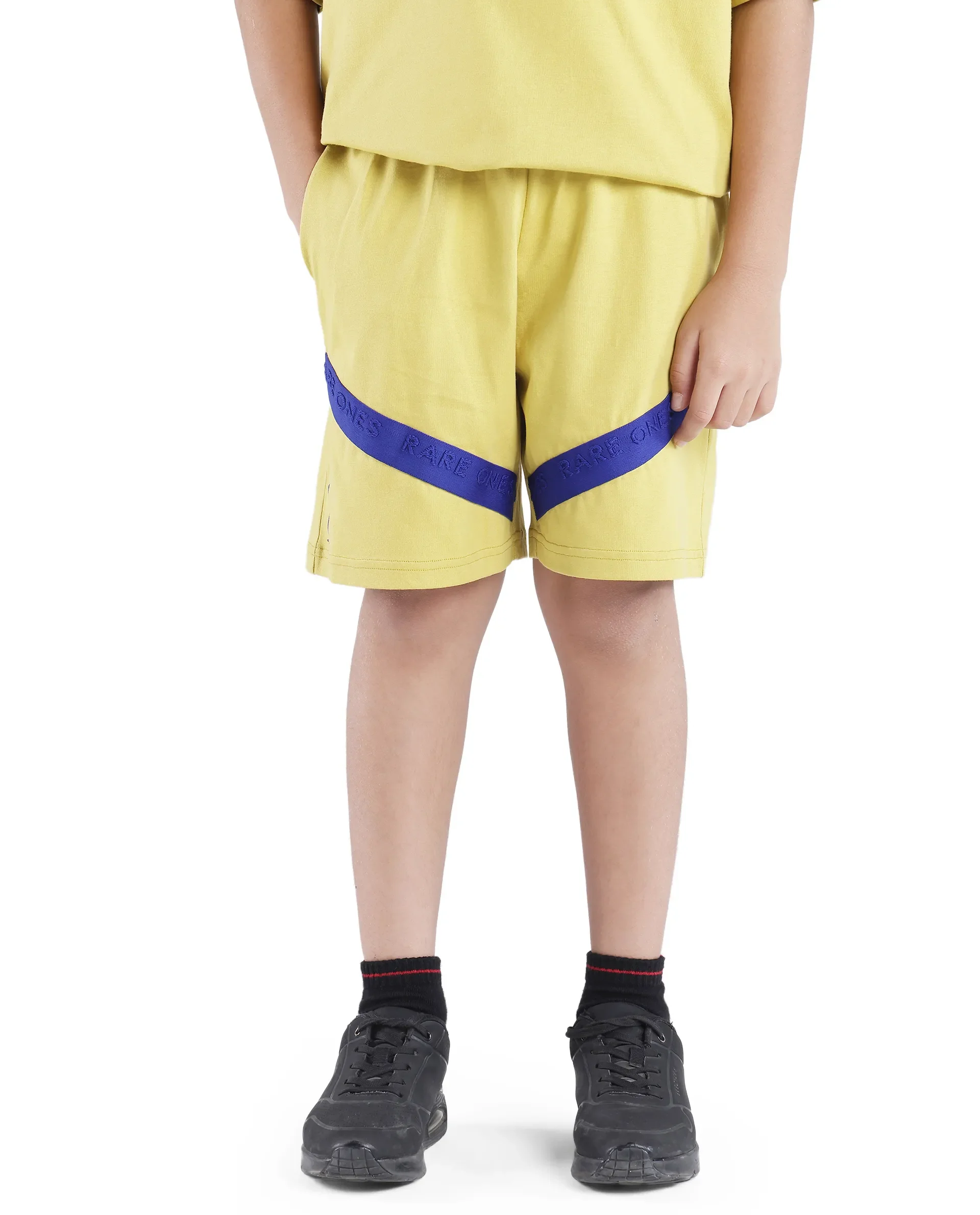 Rare Ones Kids Kam Yellow Cotton Pigment Print Shorts - Image 3
