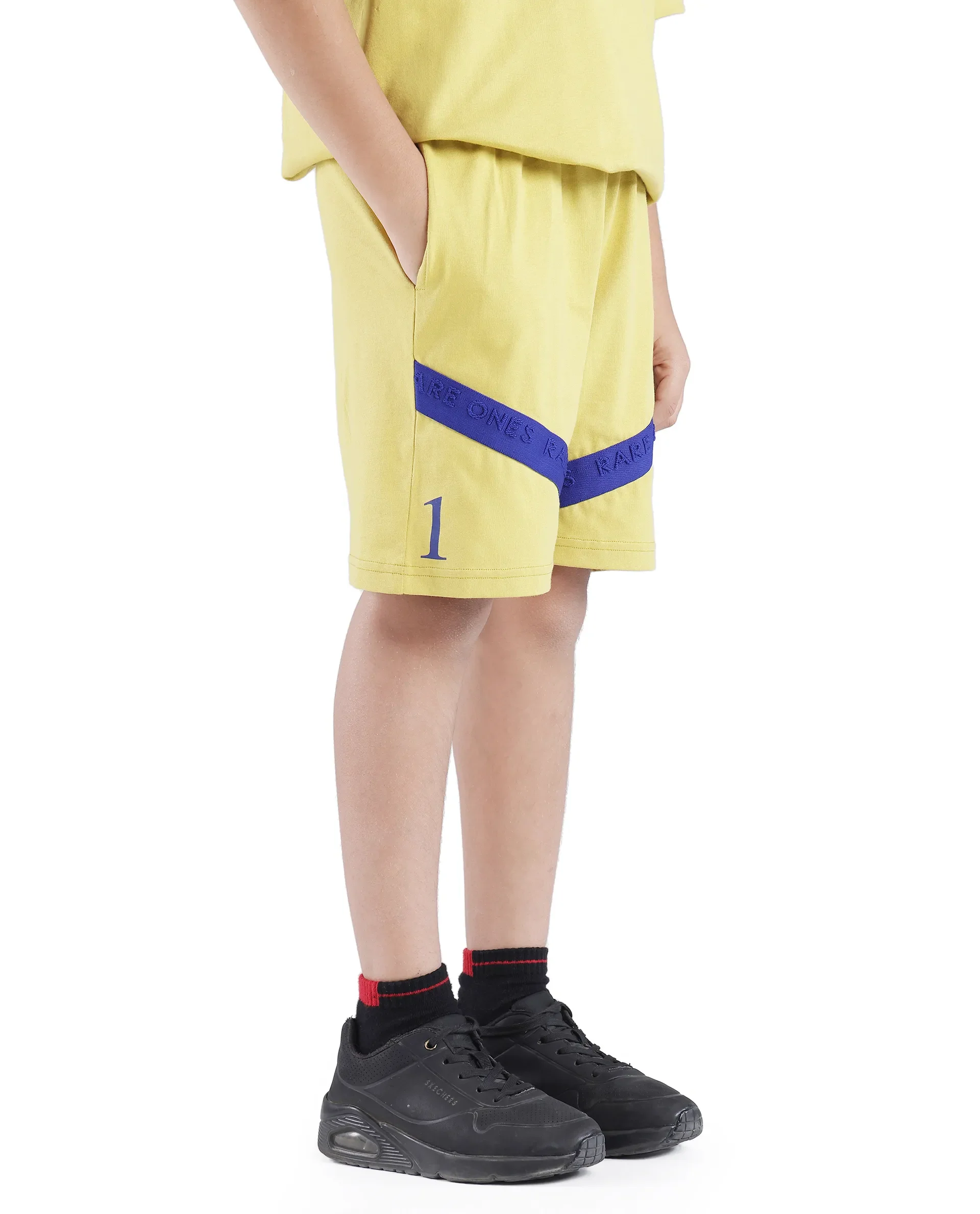 Rare Ones Kids Kam Yellow Cotton Pigment Print Shorts - Image 4