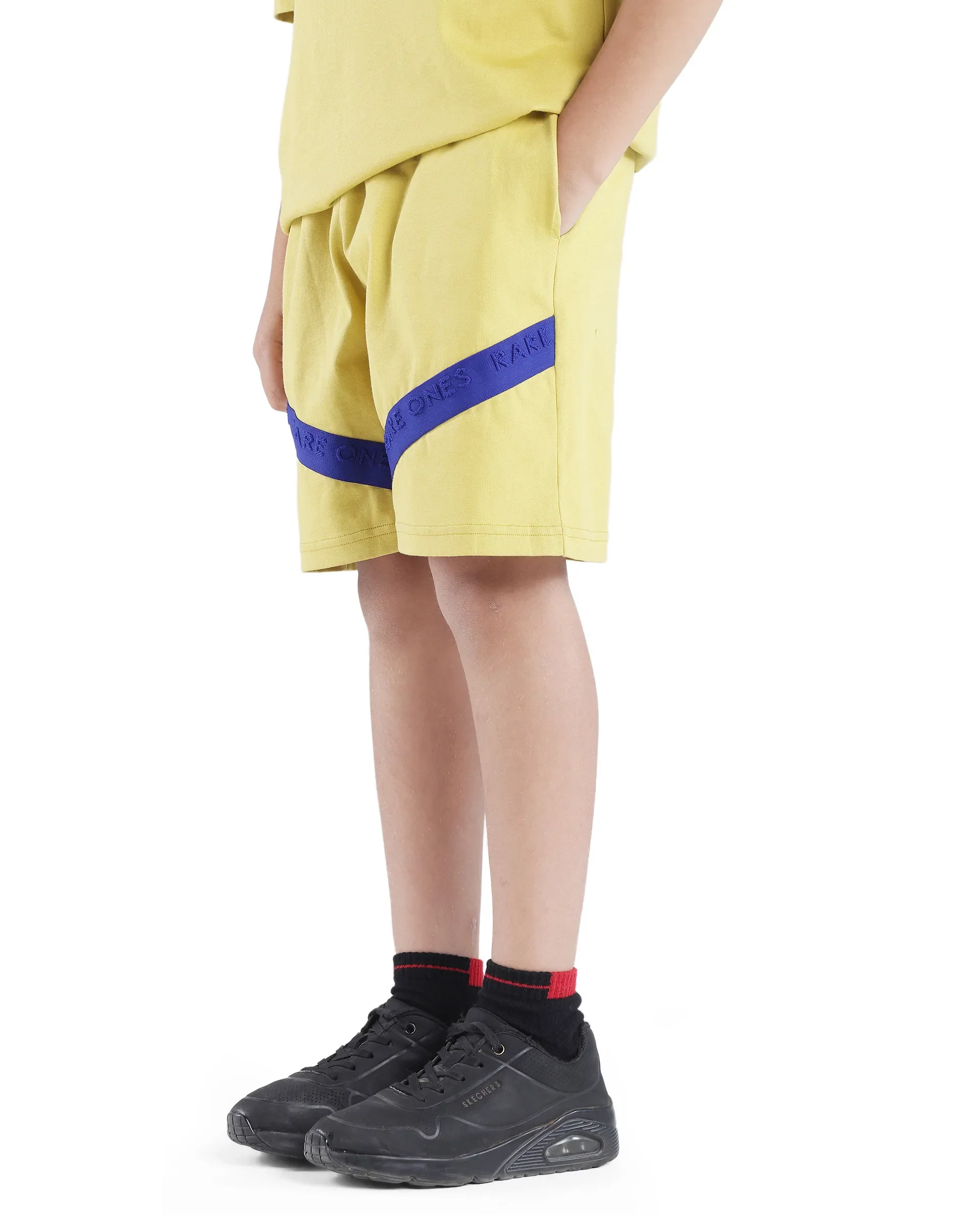 Rare Ones Kids Kam Yellow Cotton Pigment Print Shorts - Image 5