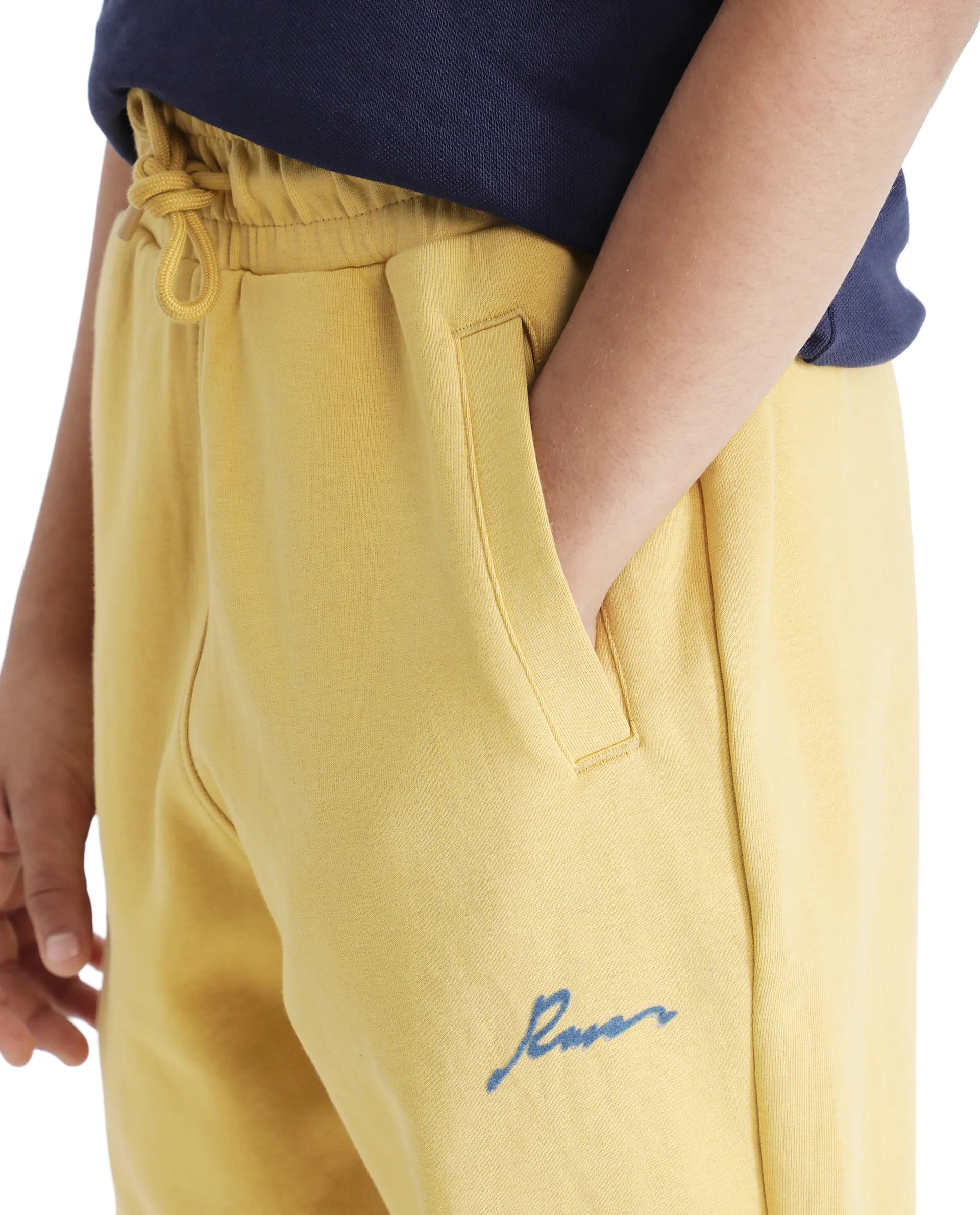 Rare Ones Kids Kan Yellow Cotton Poly Flock Print Trackpant - Image 5