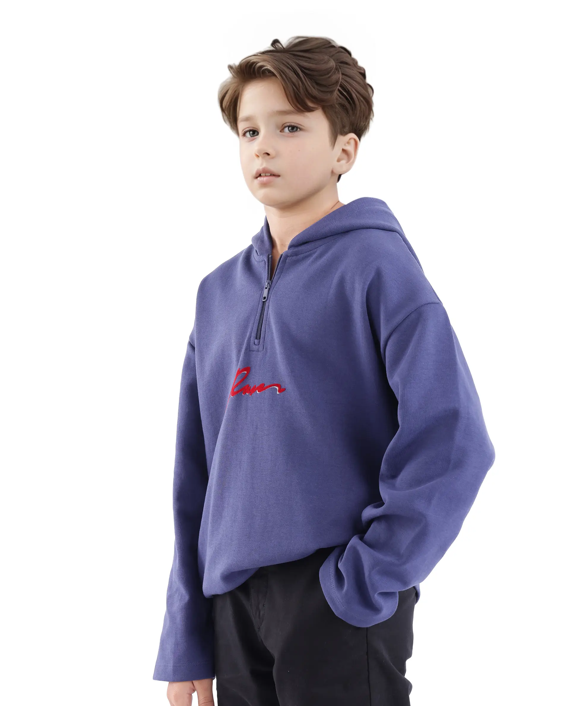 Rare Ones Kids Kanzy Navy Cotton Poly Full Sleeve Flock Print Sweatshirt - Image 5