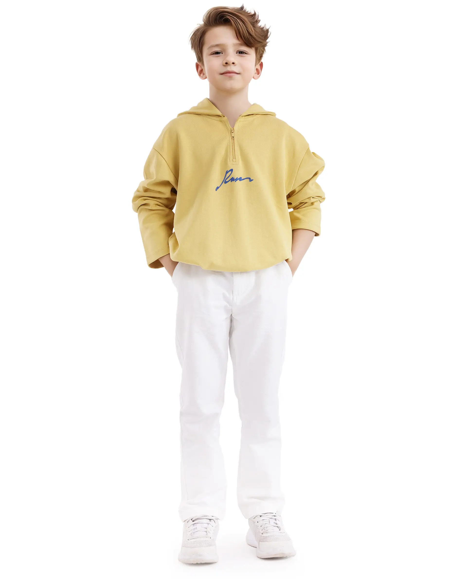 Rare Ones Kids Kanzy Yellow Cotton Poly Full Sleeve Flock Print Sweatshirt - Image 2