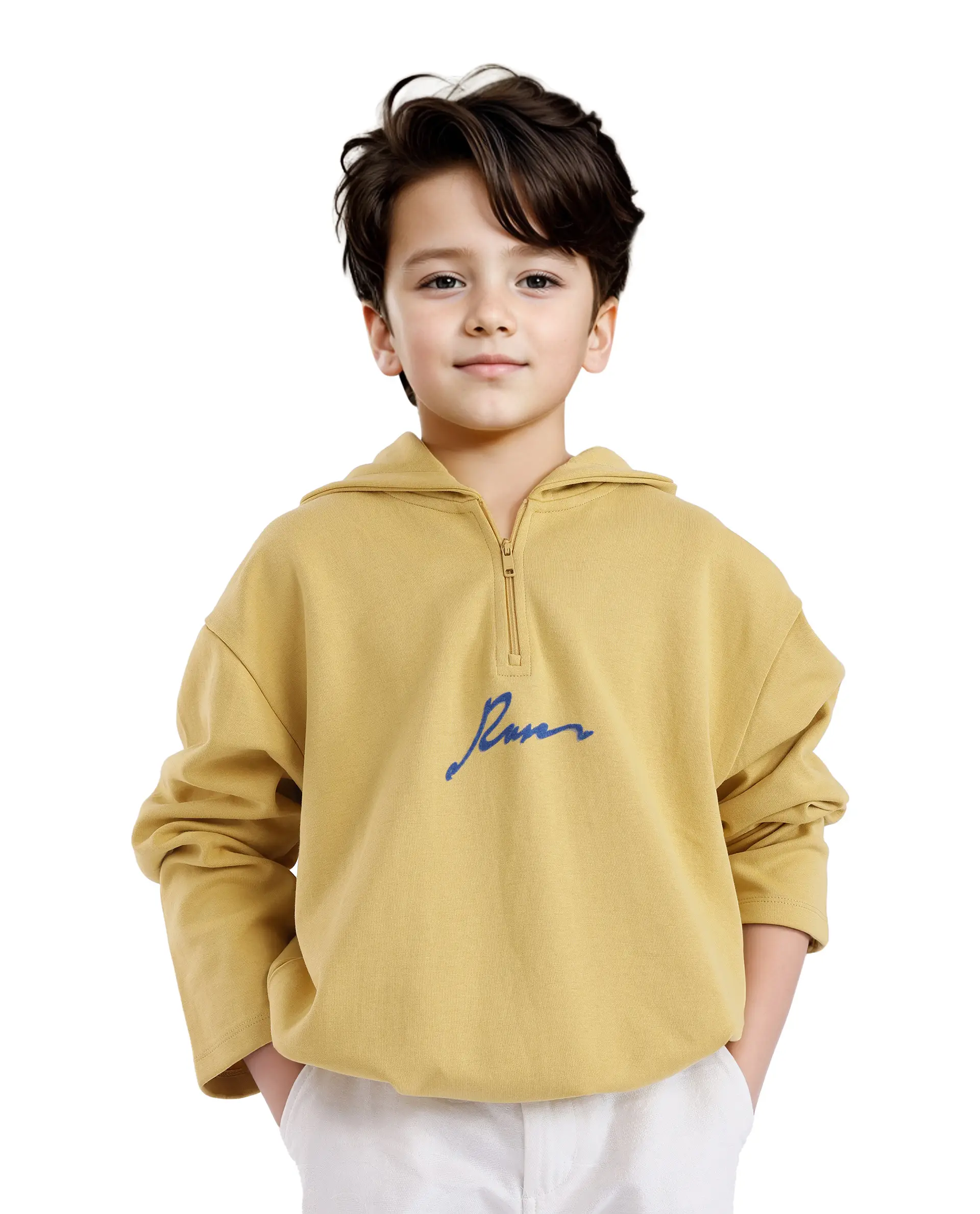 Rare Ones Kids Kanzy Yellow Cotton Poly Full Sleeve Flock Print Sweatshirt - Image 3