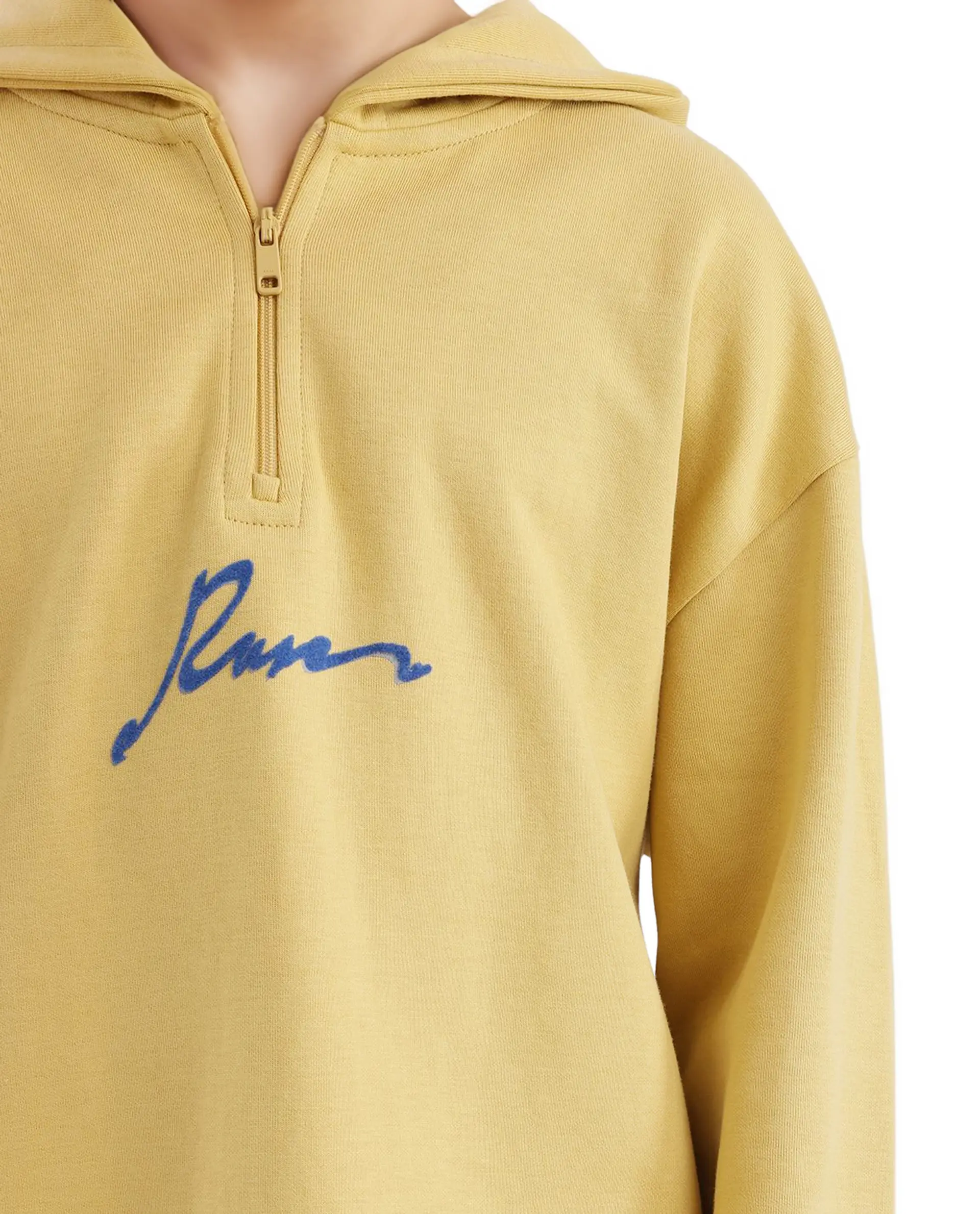 Rare Ones Kids Kanzy Yellow Cotton Poly Full Sleeve Flock Print Sweatshirt - Image 4