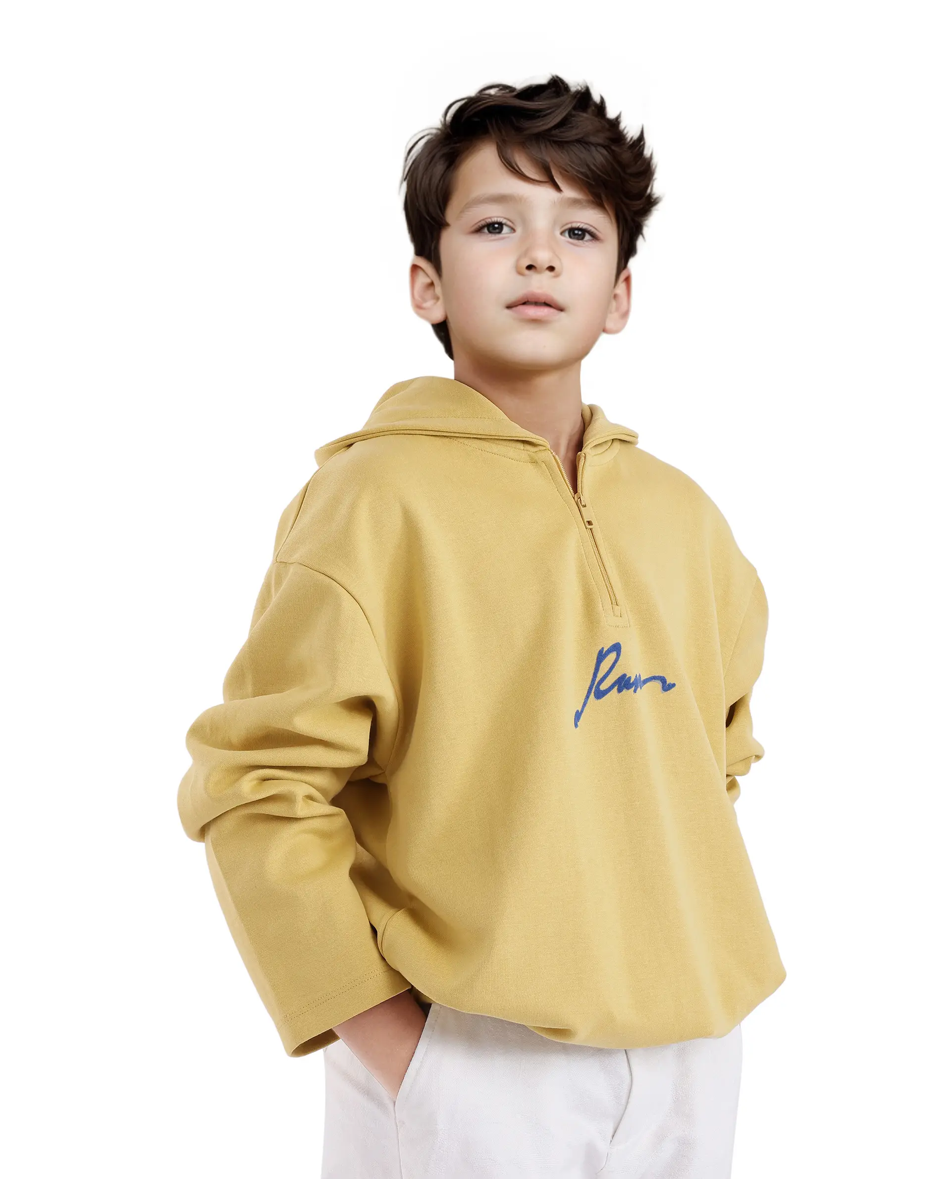 Rare Ones Kids Kanzy Yellow Cotton Poly Full Sleeve Flock Print Sweatshirt - Image 5