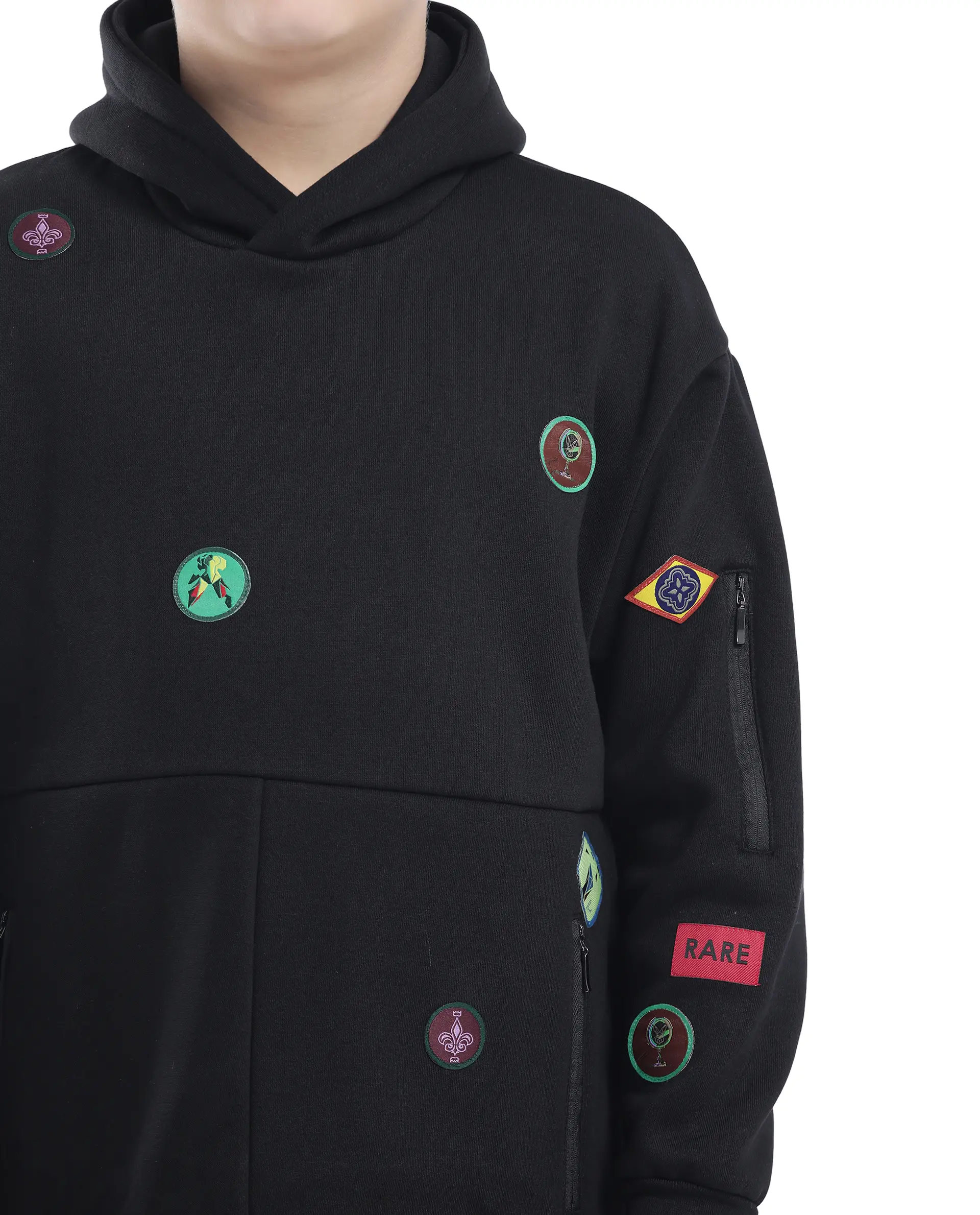 Rare Ones Kids Kar Black Cotton Poly Full Sleeve Applique Sweatshirt - Image 3