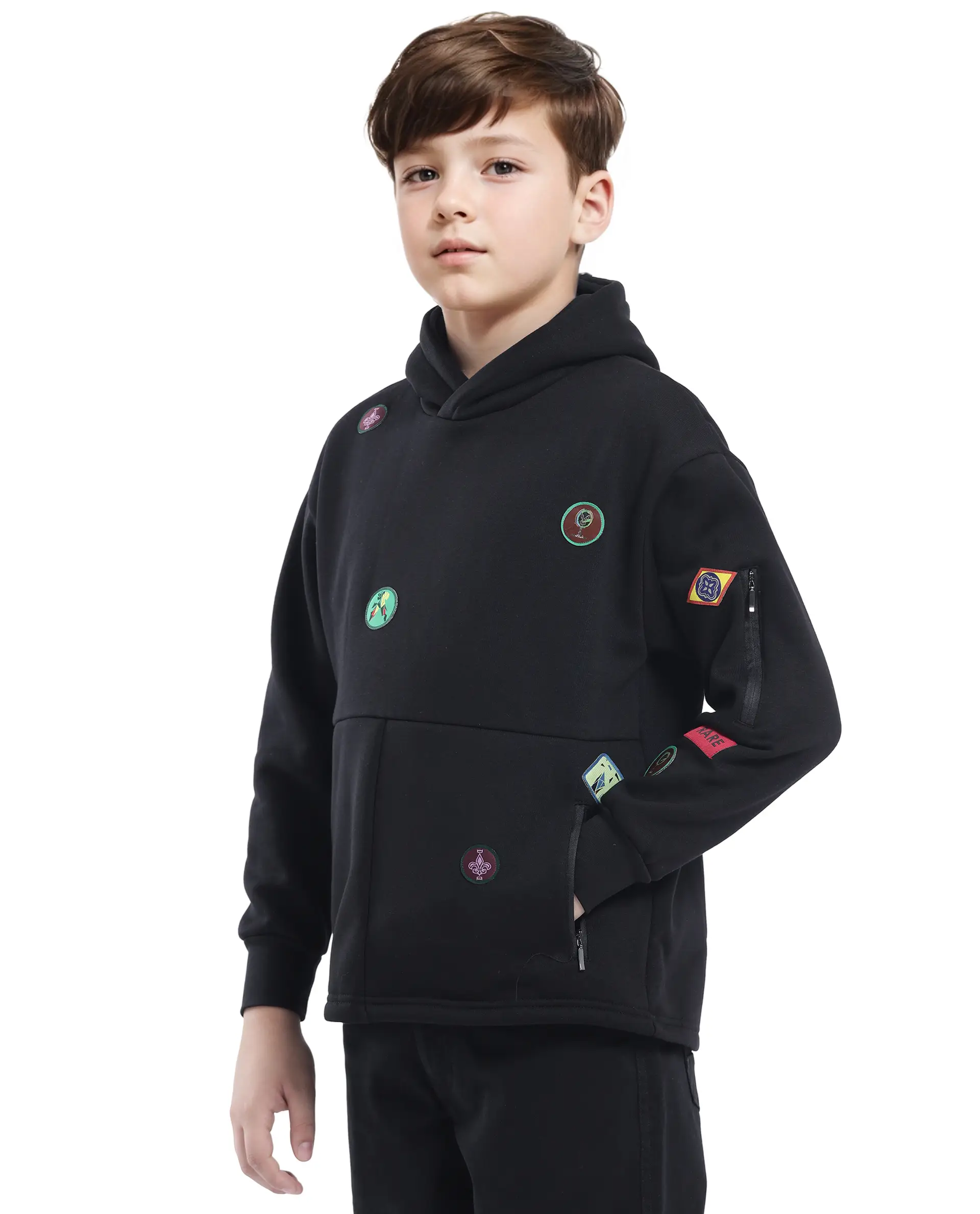 Rare Ones Kids Kar Black Cotton Poly Full Sleeve Applique Sweatshirt - Image 5