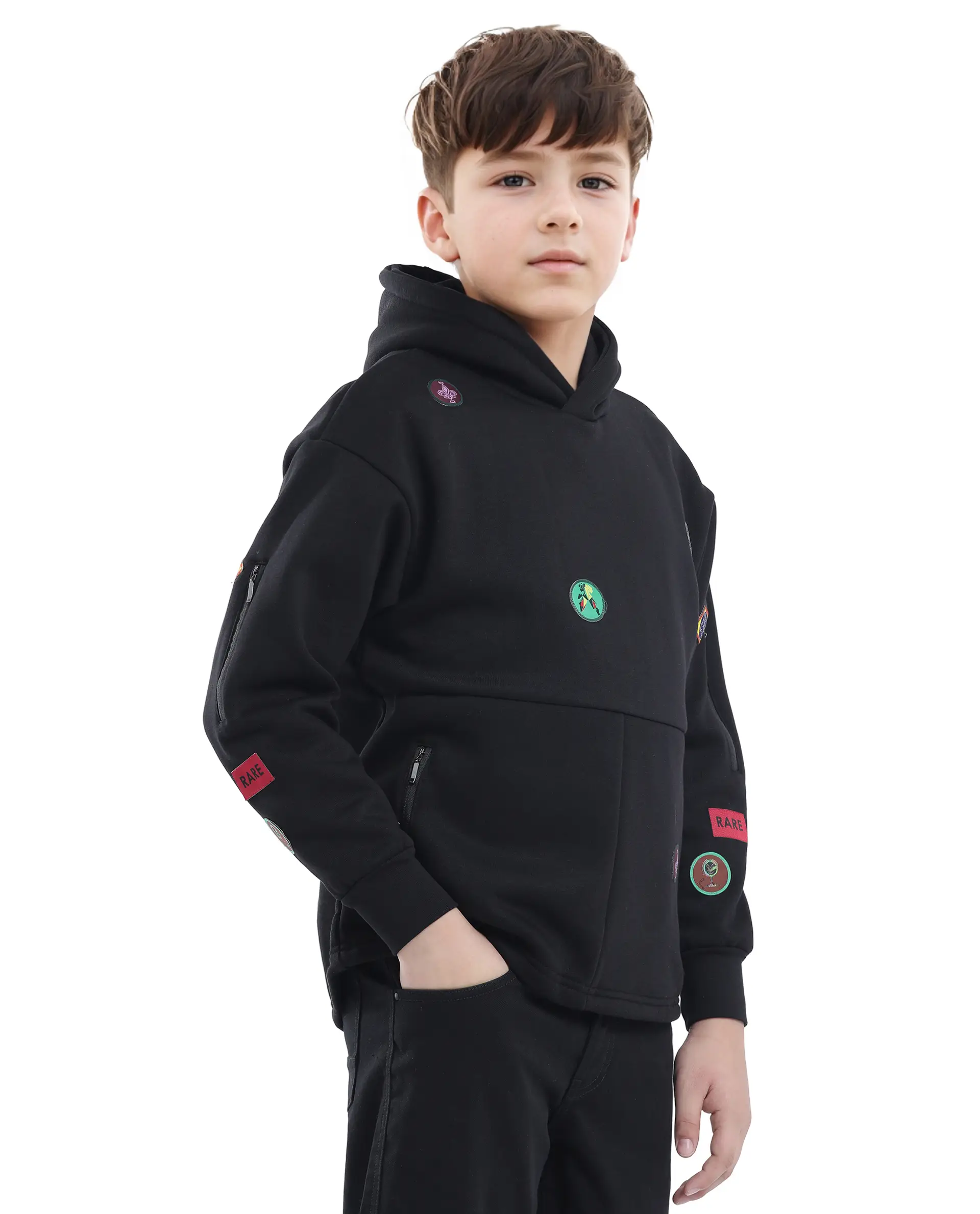 Rare Ones Kids Kar Black Cotton Poly Full Sleeve Applique Sweatshirt - Image 6