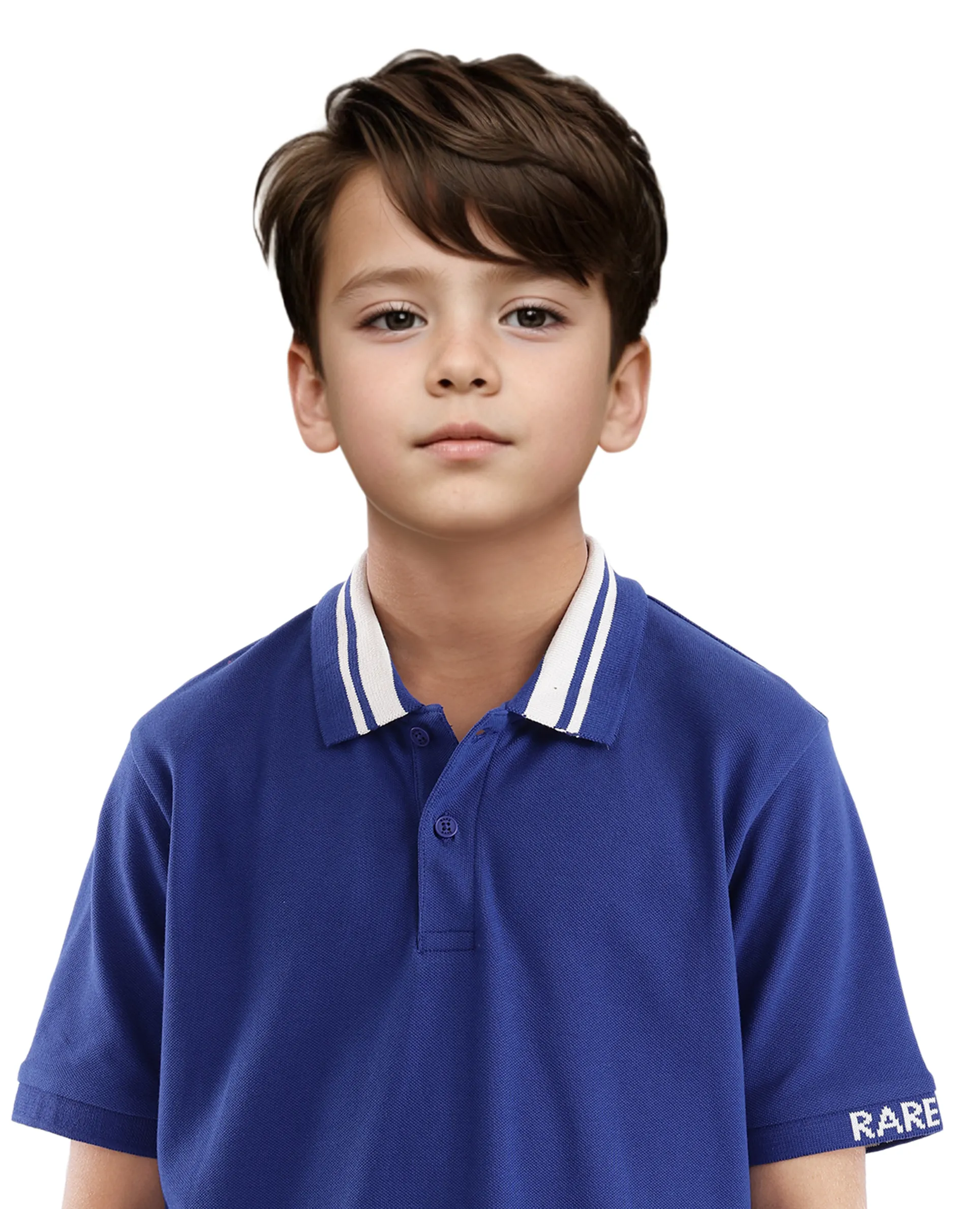 Rare Ones Kids Keef Dark Blue Cotton Short Sleeve Jacquard Polo - Image 4