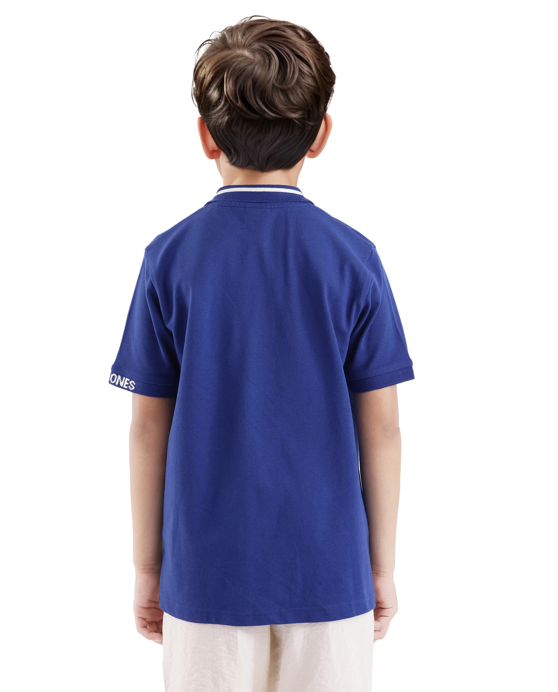 Rare Ones Kids Keef Dark Blue Cotton Short Sleeve Jacquard Polo - Image 8
