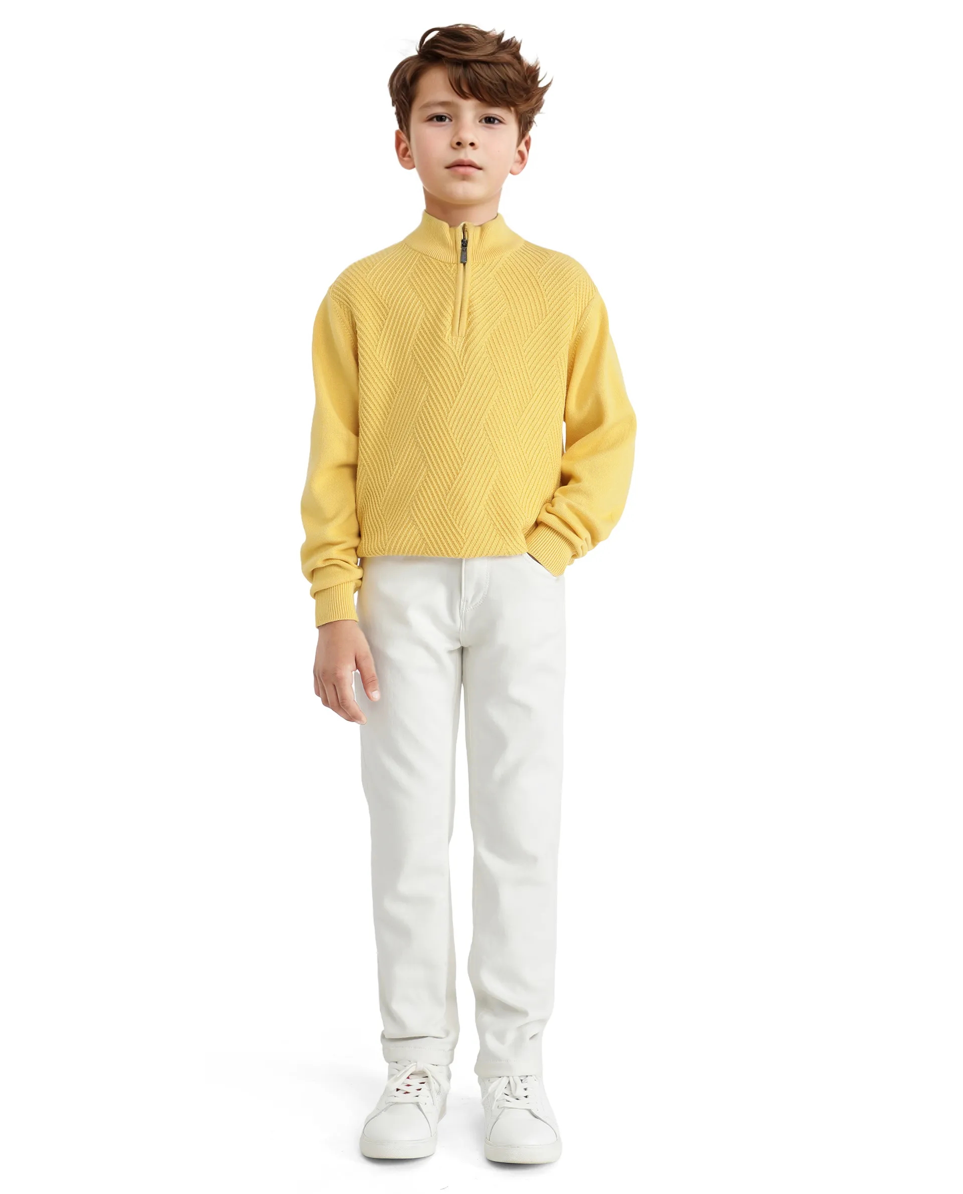 Rare Ones Kids Kino White Cotton Poly Solid Denim Pant - Image 3