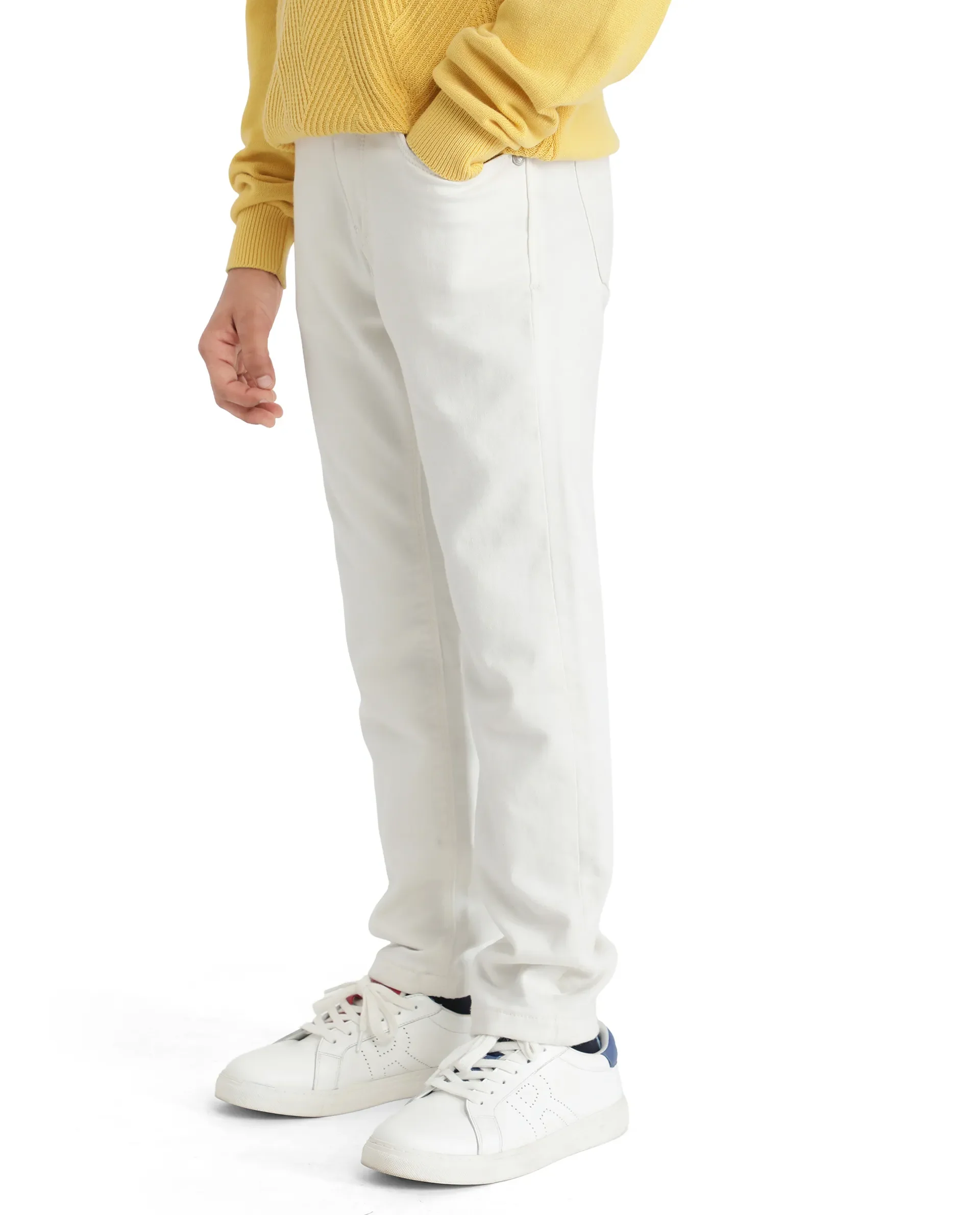Rare Ones Kids Kino White Cotton Poly Solid Denim Pant - Image 6