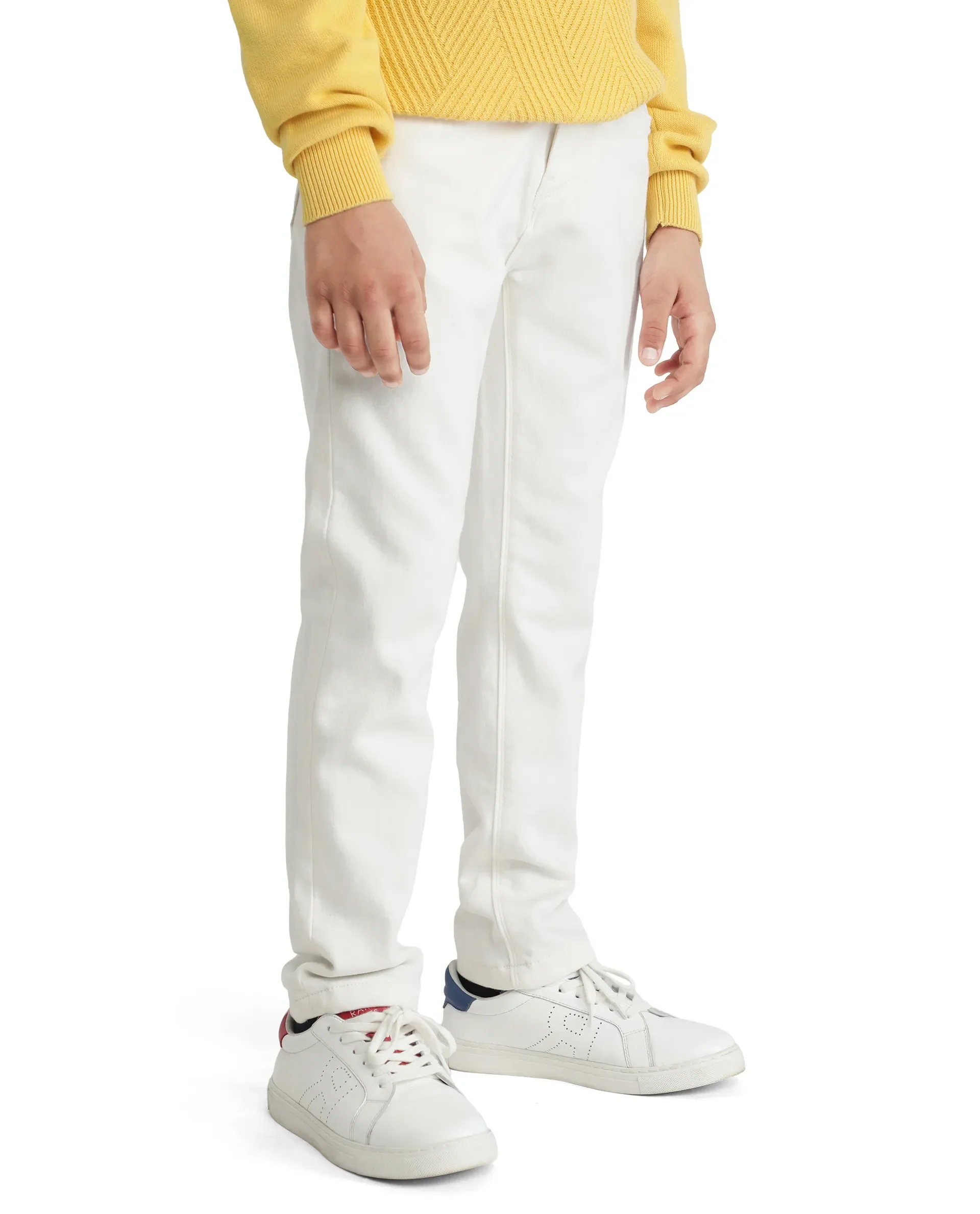 Rare Ones Kids Kino White Cotton Poly Solid Denim Pant - Image 7