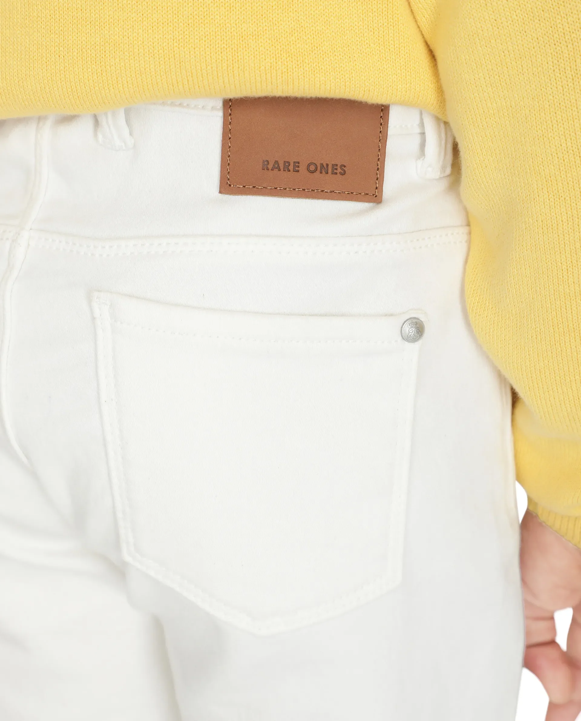 Rare Ones Kids Kino White Cotton Poly Solid Denim Pant - Image 8