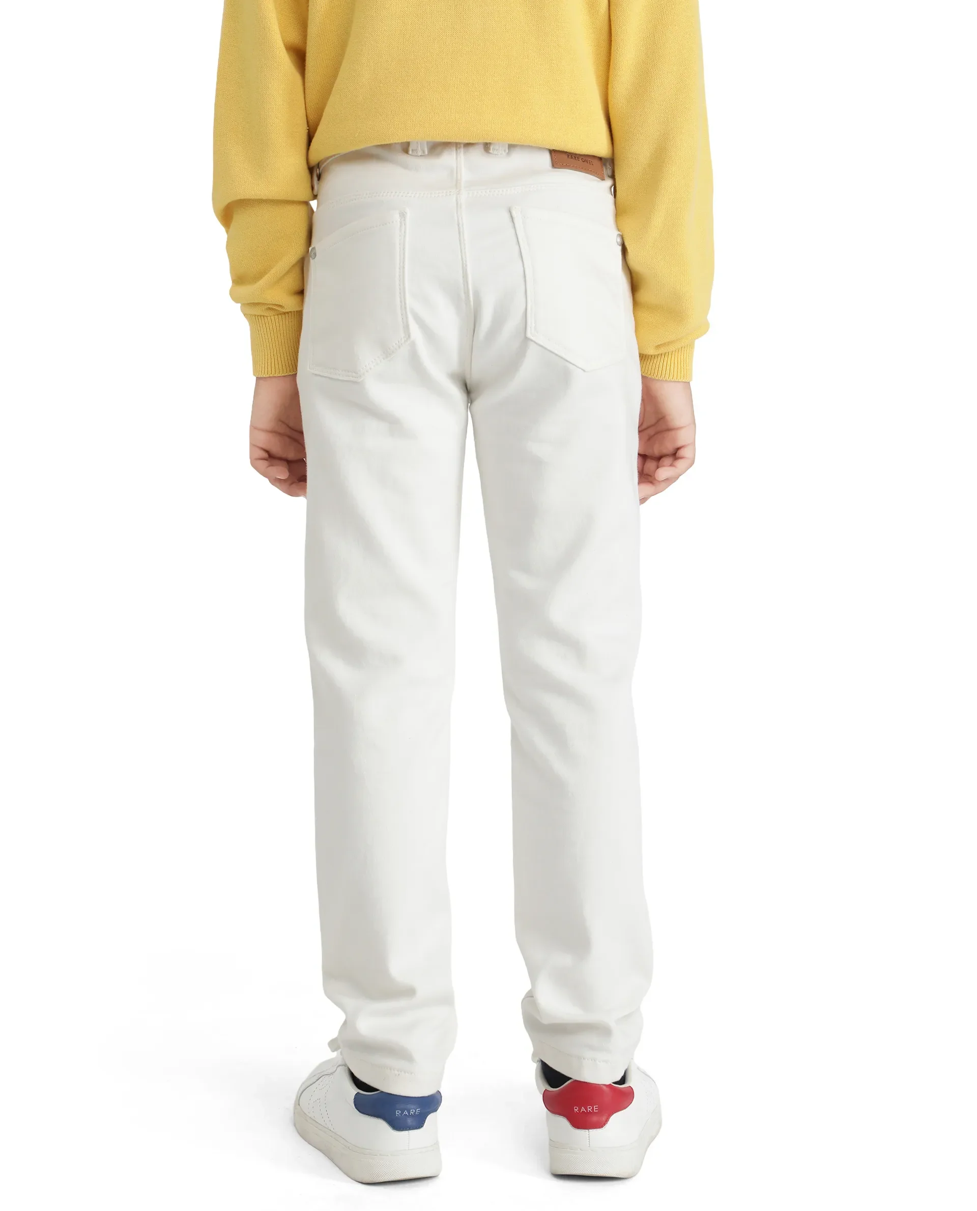 Rare Ones Kids Kino White Cotton Poly Solid Denim Pant - Image 9