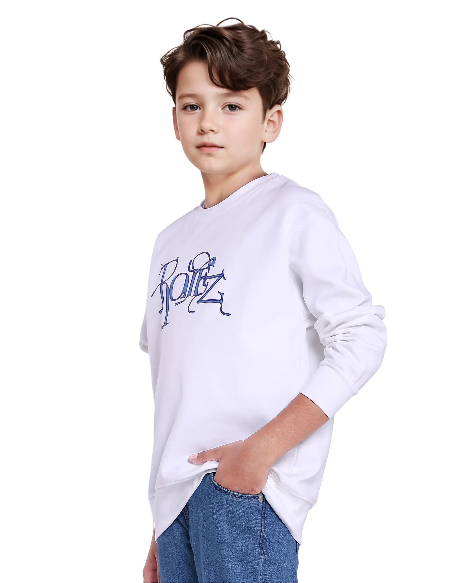 Rare Ones Kids Kiro White Cotton Full Sleeve Crew Neck Hd Print Sweatshirt - Image 7