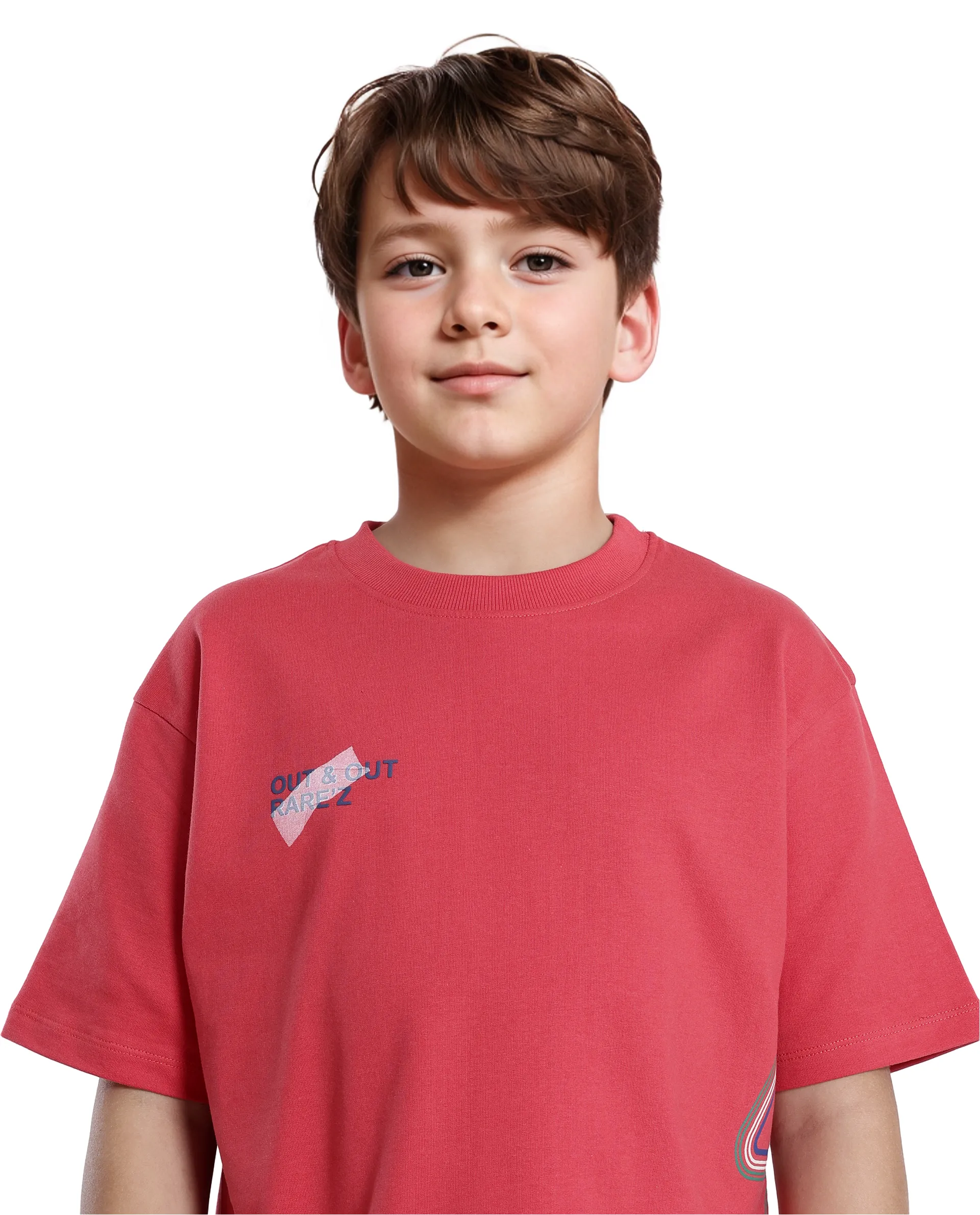 Rare Ones Kids Klas-K Red Cotton Half Sleeve Crew Neck Printed Boxy T-Shirt - Image 4