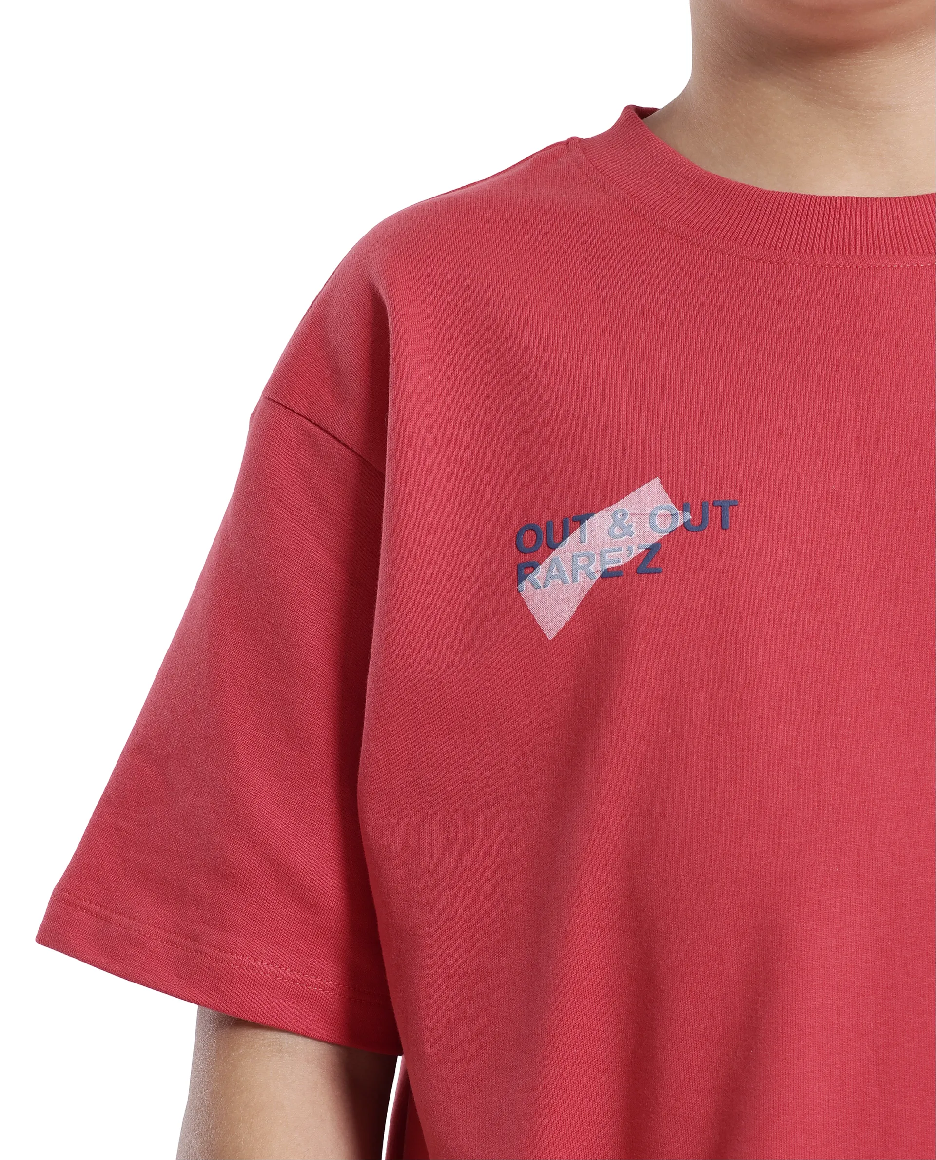 Rare Ones Kids Klas-K Red Cotton Half Sleeve Crew Neck Printed Boxy T-Shirt - Image 5