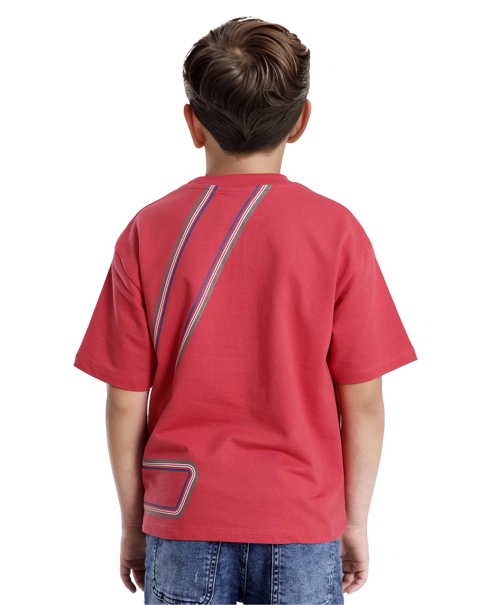 Rare Ones Kids Klas-K Red Cotton Half Sleeve Crew Neck Printed Boxy T-Shirt - Image 8
