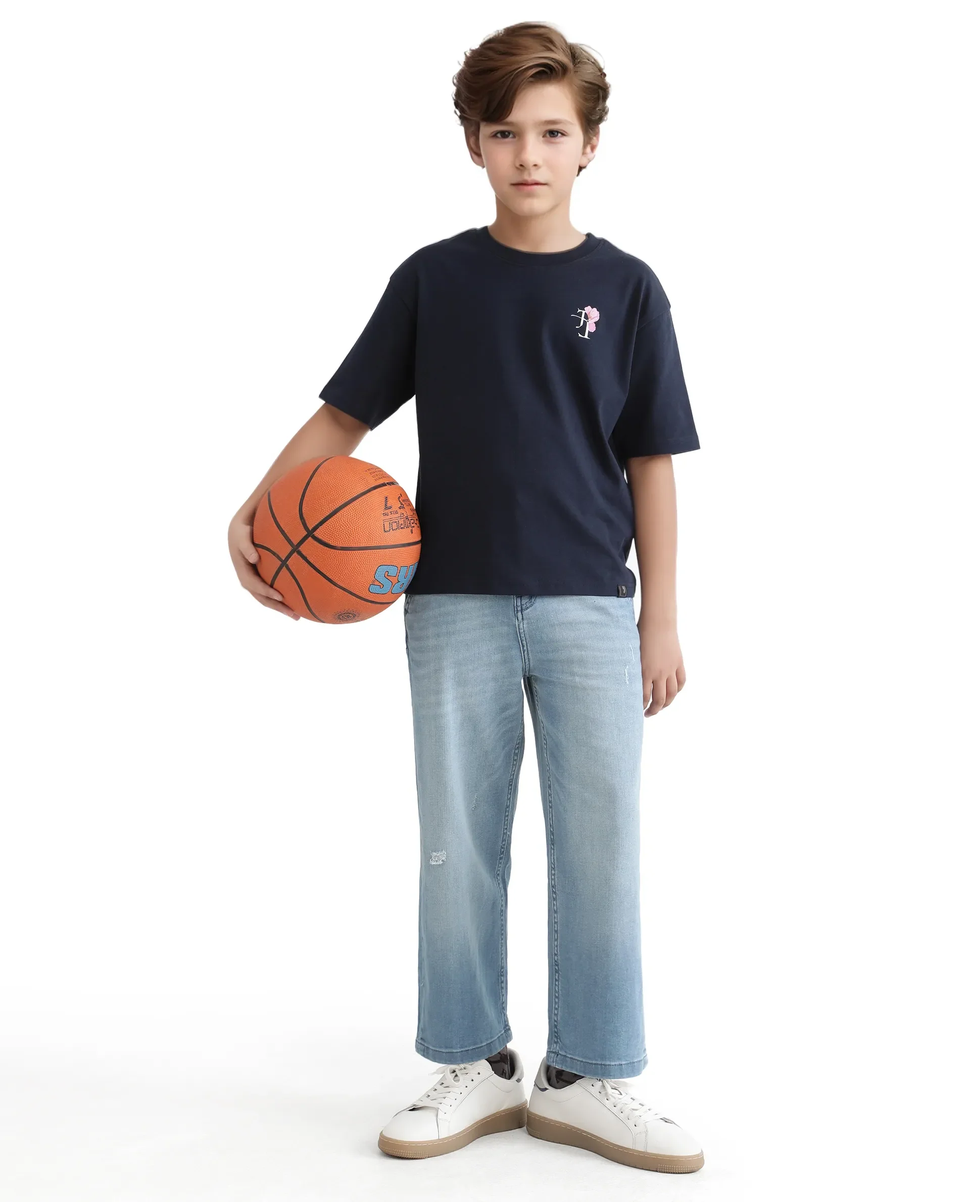 Rare Ones Kids Knix-K Navy Cotton Half Sleeve Slip-On Graphic Printed Boxy Fit T-Shirt - Image 3