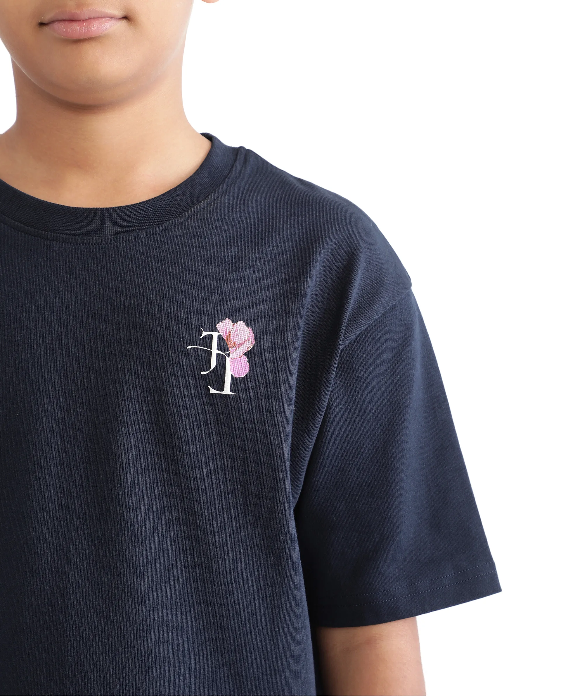 Rare Ones Kids Knix-K Navy Cotton Half Sleeve Slip-On Graphic Printed Boxy Fit T-Shirt - Image 5