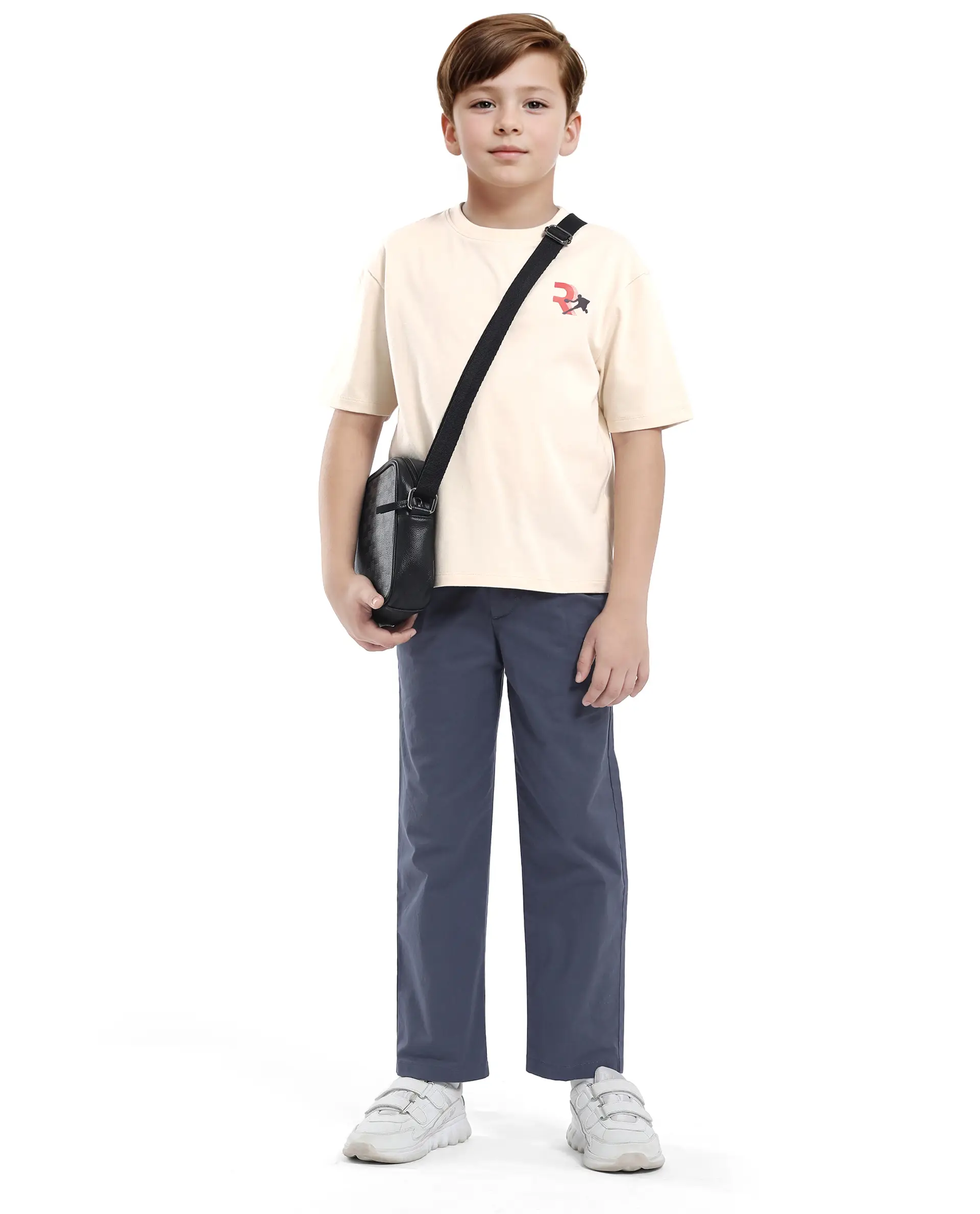 Rare Ones Kids Kobe Light Beige Cotton Graphic Print Slip-On Oversized Fit T-Shirt - Image 2