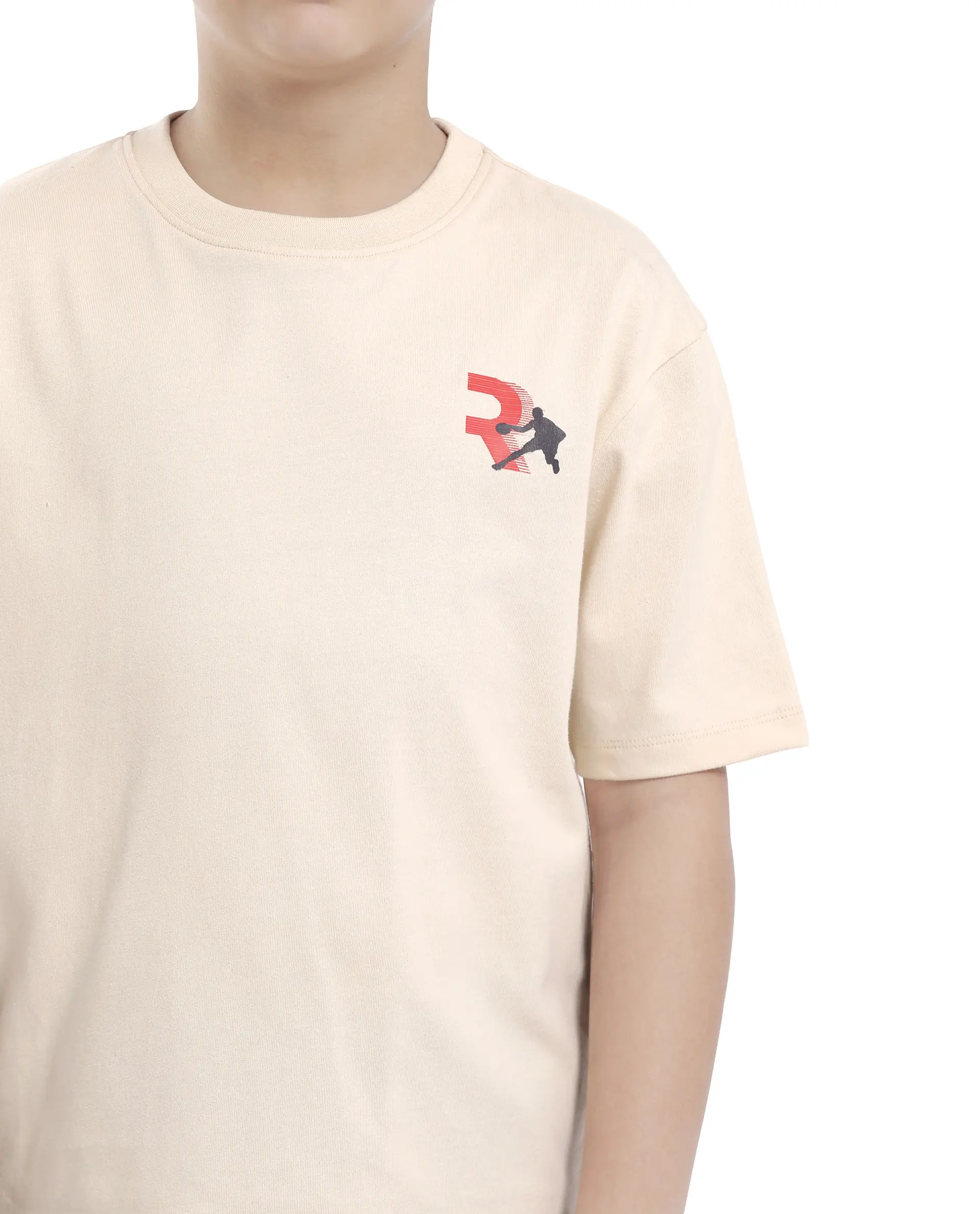 Rare Ones Kids Kobe Light Beige Cotton Graphic Print Slip-On Oversized Fit T-Shirt - Image 5