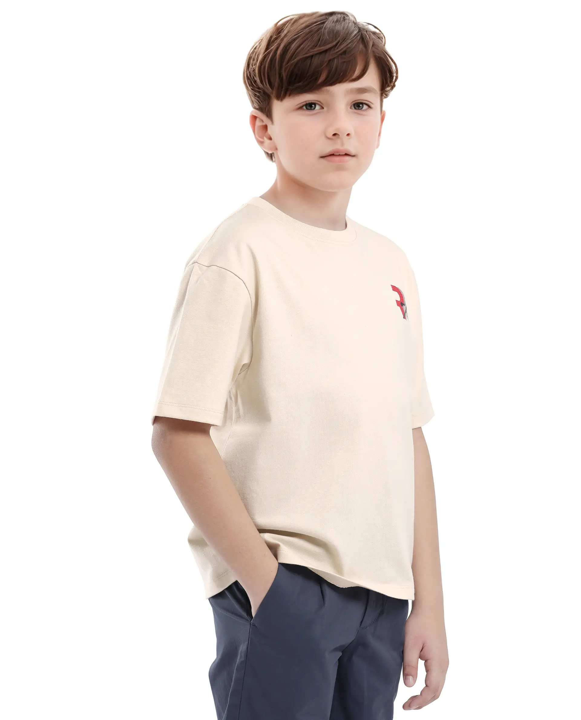 Rare Ones Kids Kobe Light Beige Cotton Graphic Print Slip-On Oversized Fit T-Shirt - Image 7
